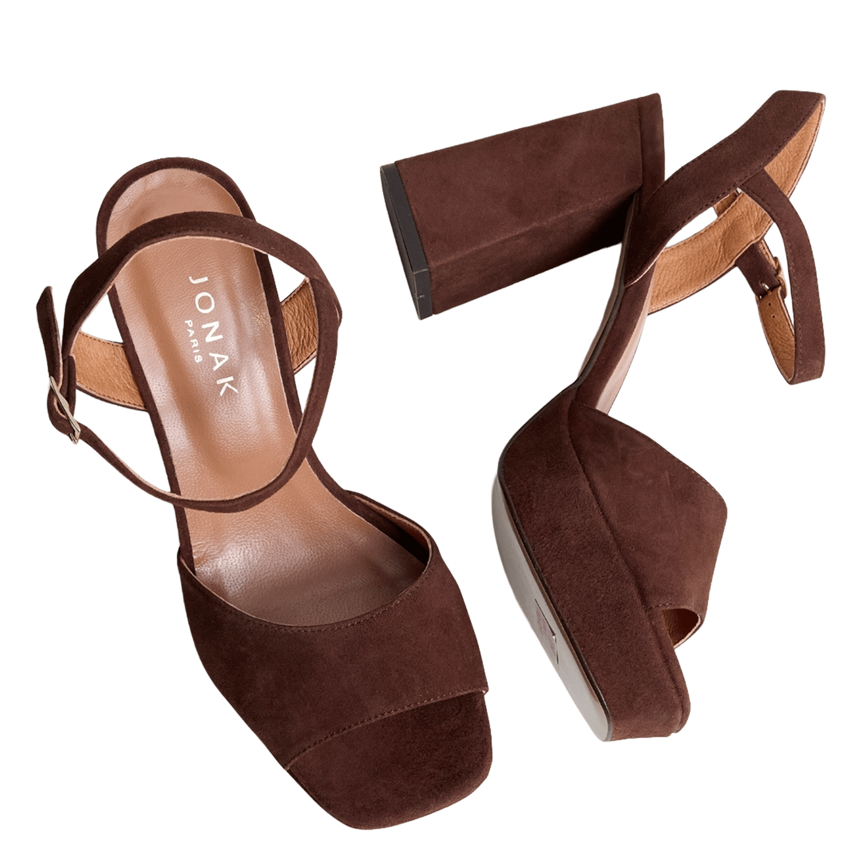 Suède sandalen met hak JONAK Bruin