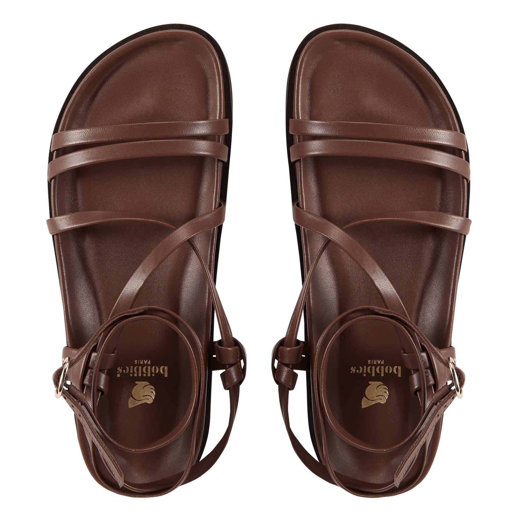 Sandales plates en cuir BOBBIES Marron