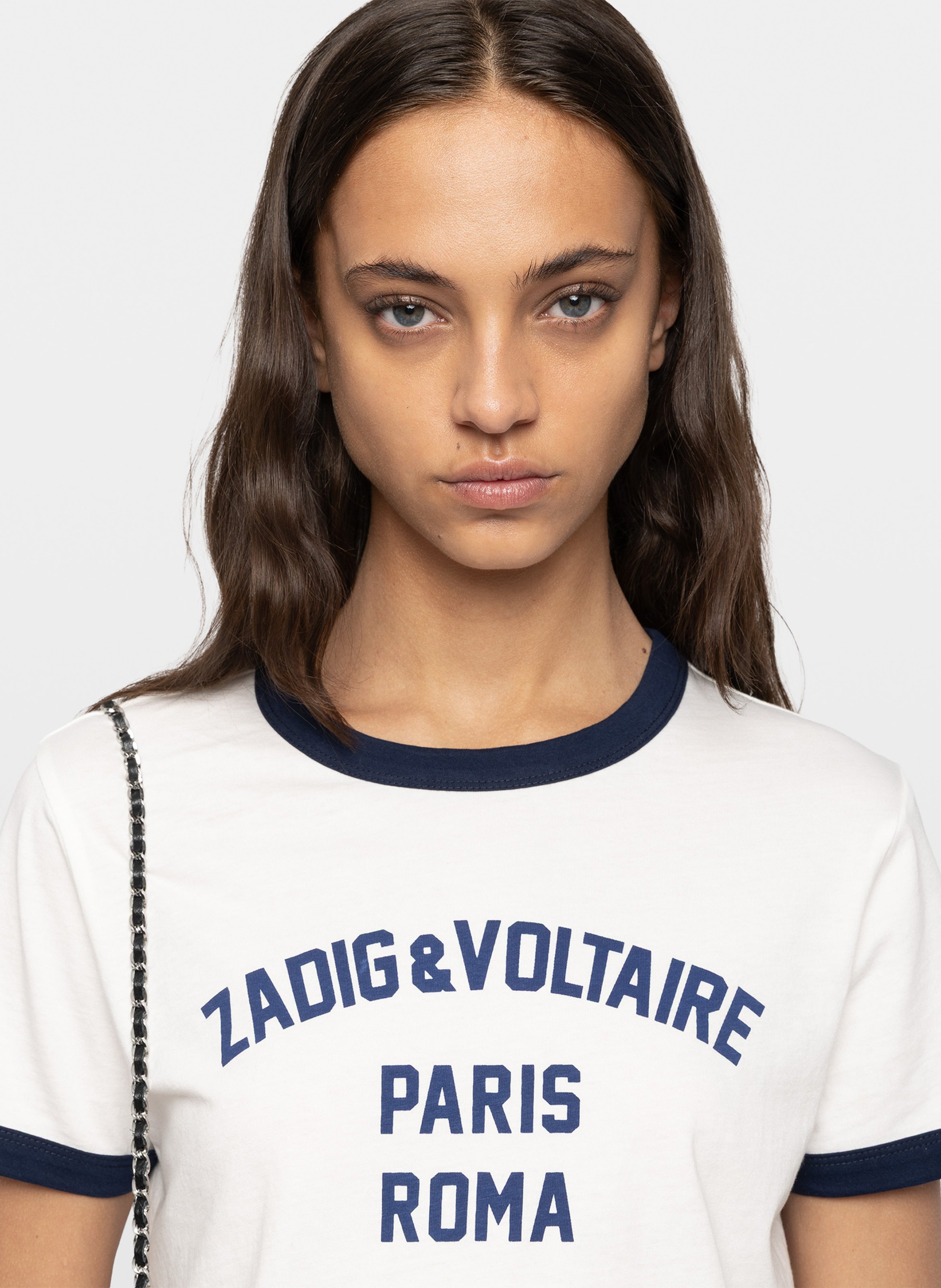 Tee-shirt droit col rond imprimé en coton bio ZADIG&VOLTAIRE White