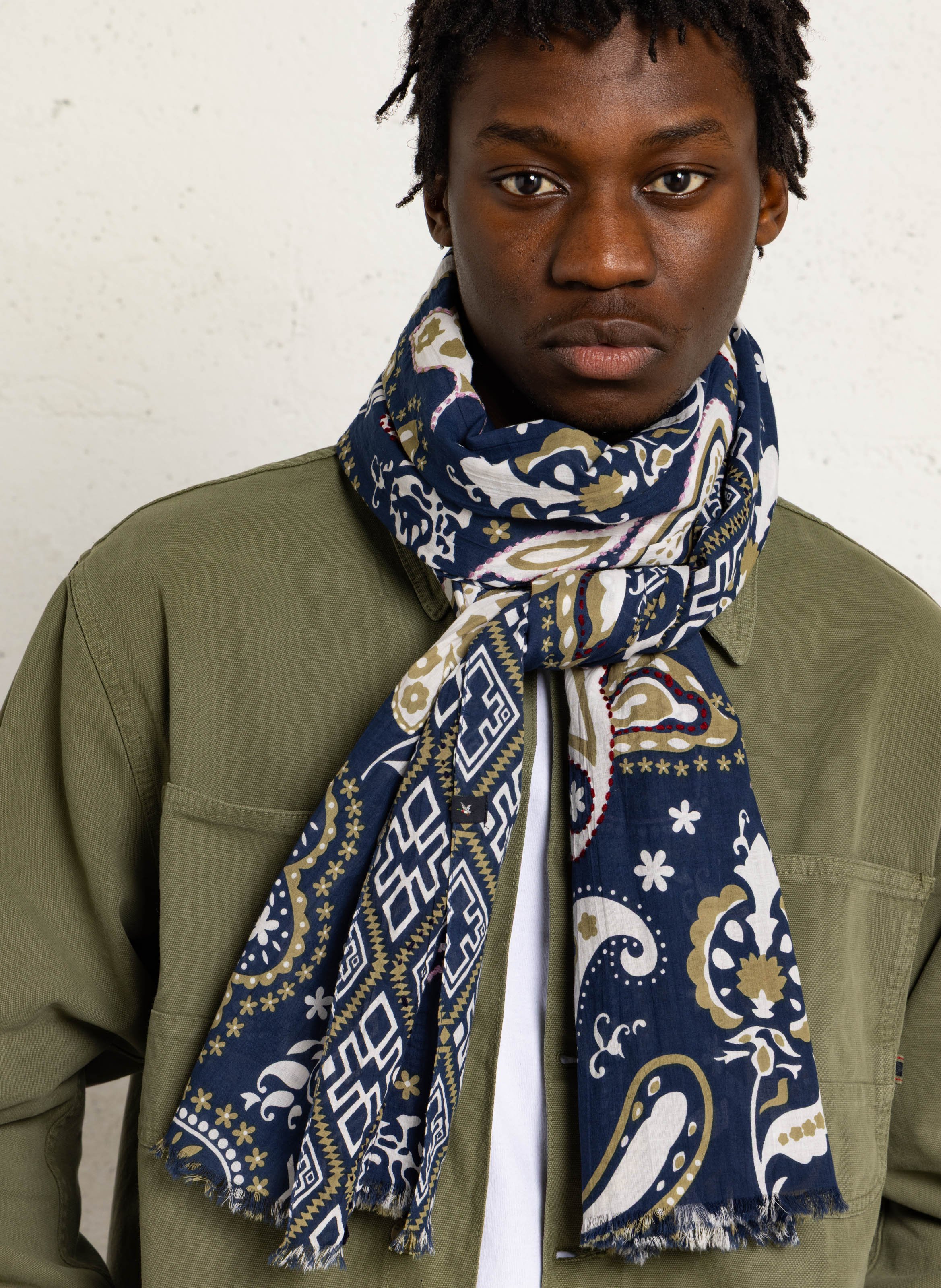 Foulard à imprimé floral en coton CHEVIGNON Bleu