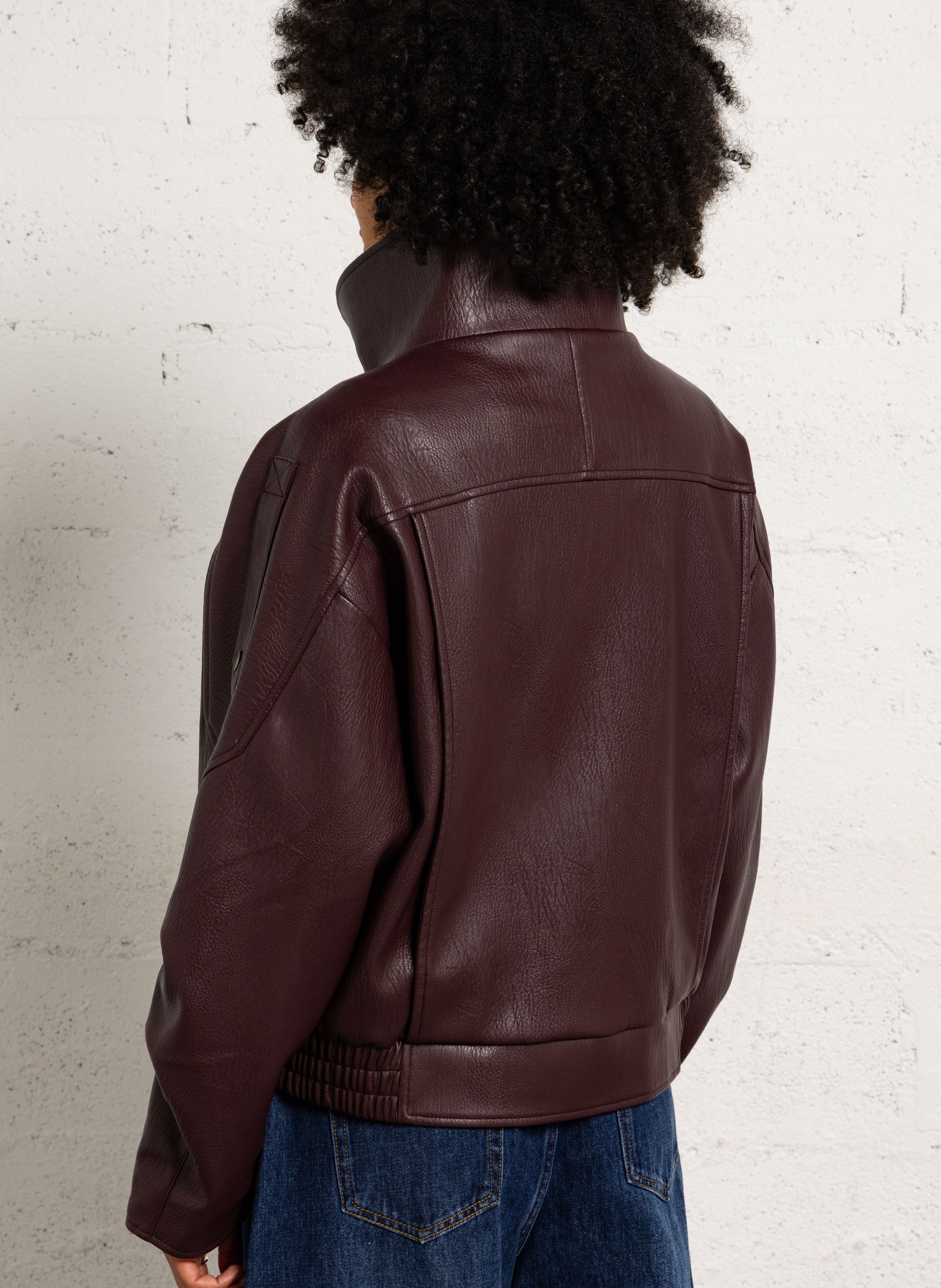 veste effet cuir col montant SUNCOO Prune