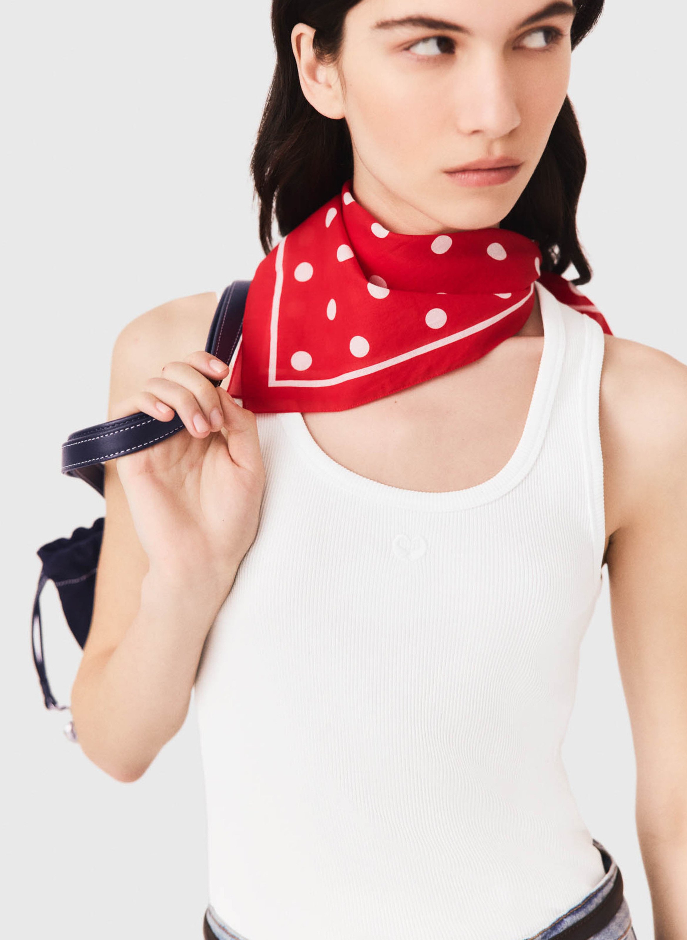Foulard à pois en coton MAJE Rouge