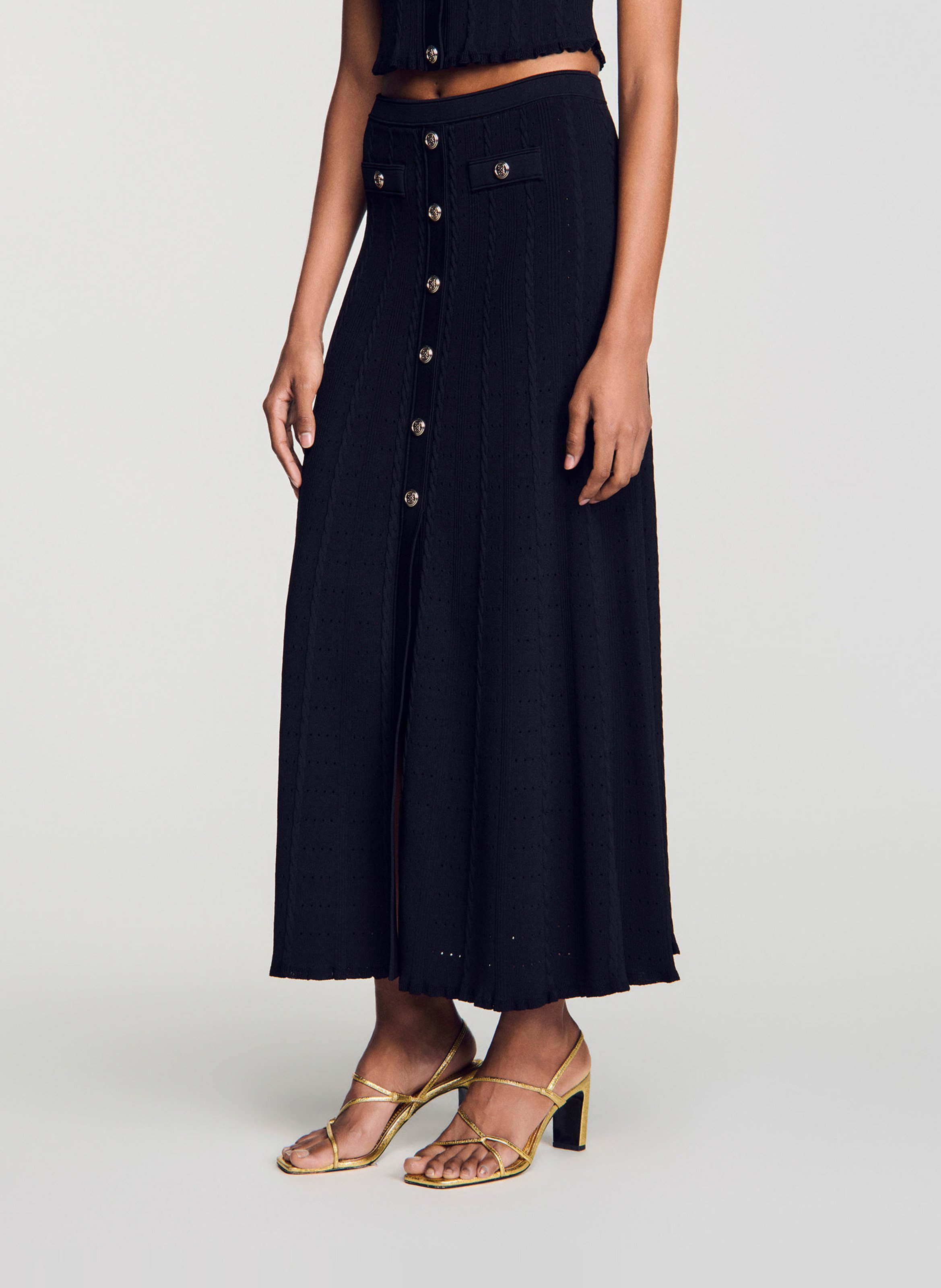 Jupe midi  SANDRO Noir