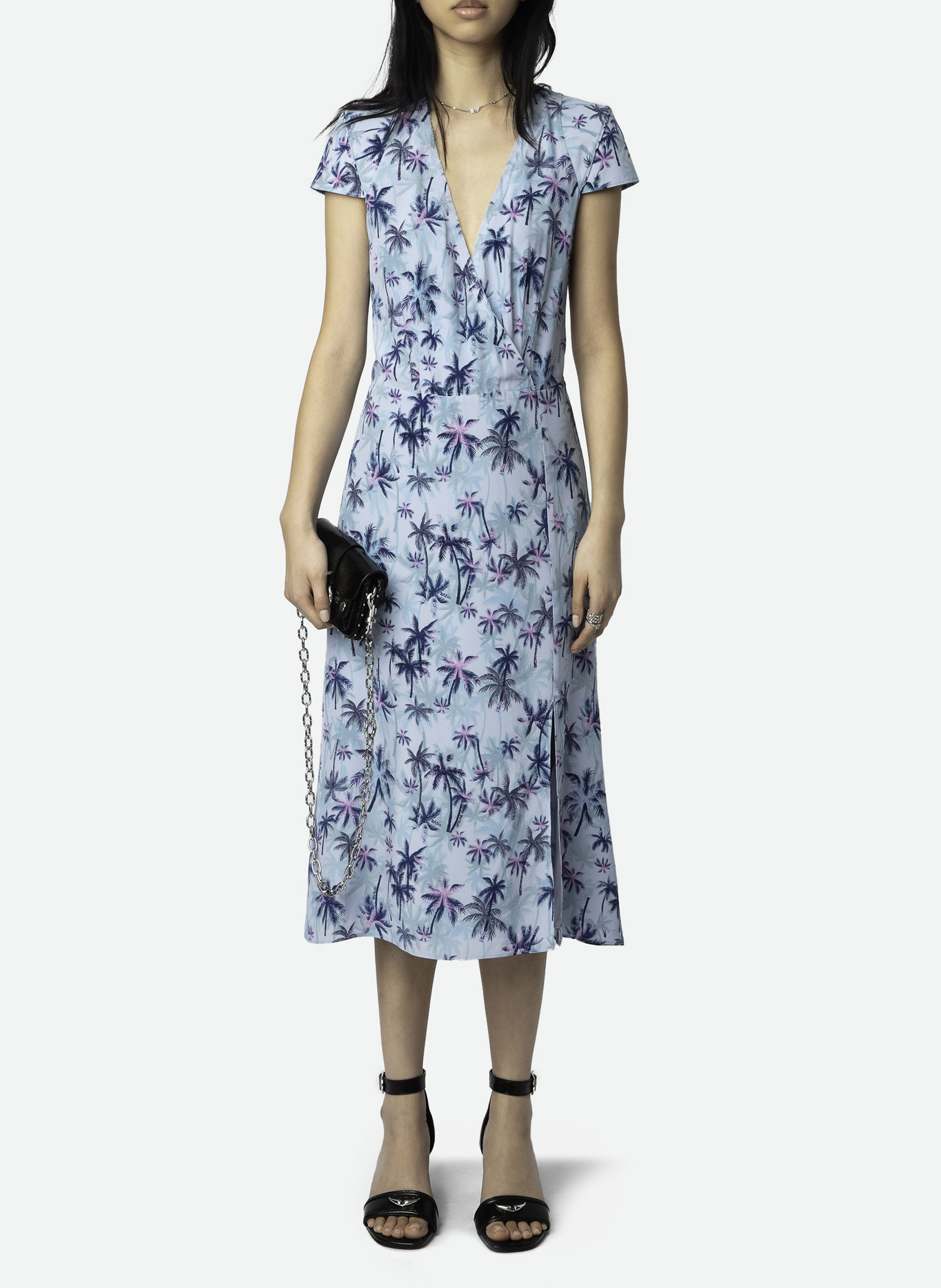 Midi-Seidenkleid mit V-Ausschnitt ZADIG&VOLTAIRE Blau