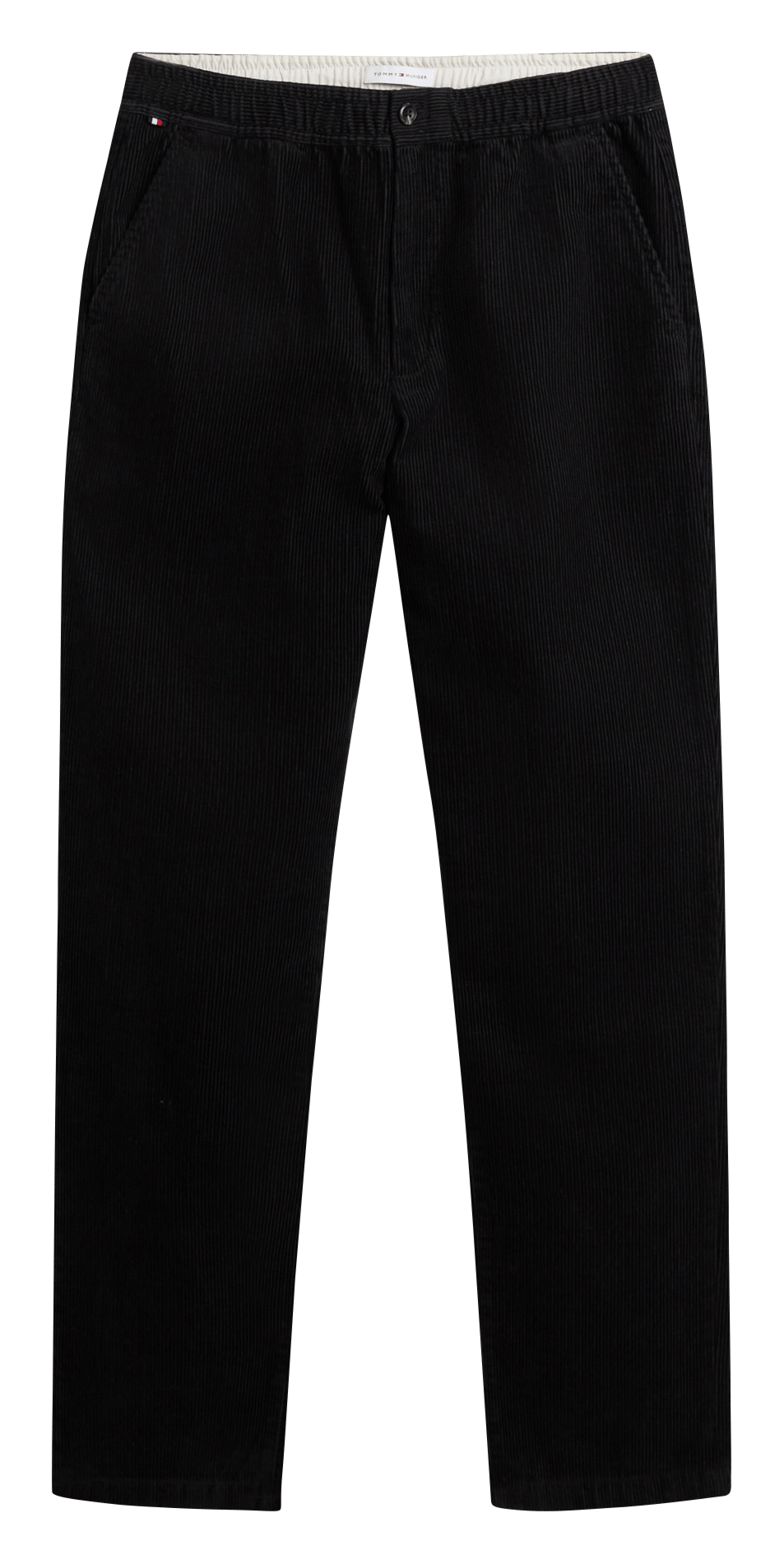 Straight-fit broek van ribvelours met hoge taille TOMMY HILFIGER Zwart
