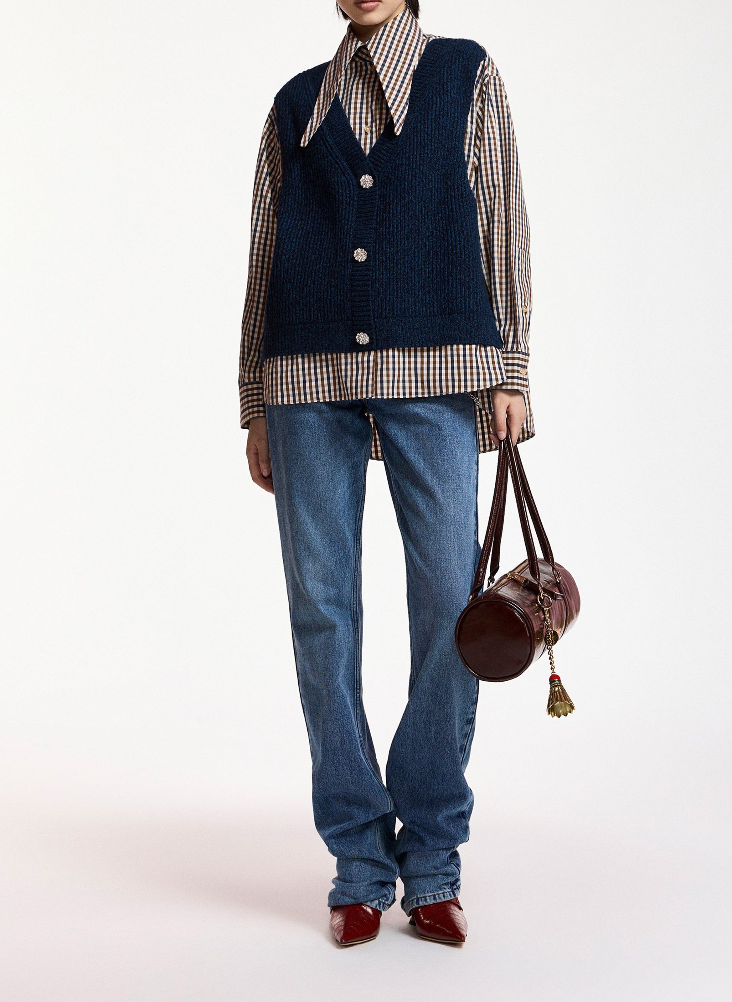 Oversize Layered Woolen Shirt ESSENTIEL ANTWERP Blau
