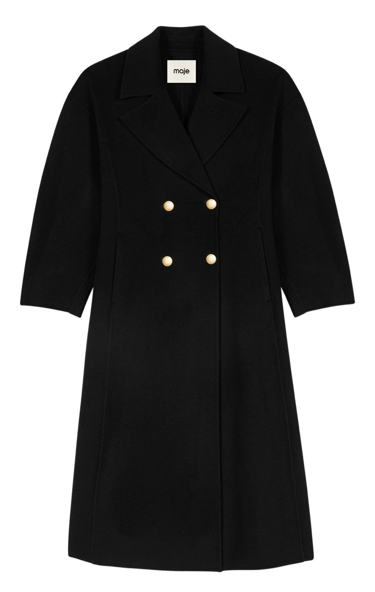 Manteau long en laine MAJE Noir