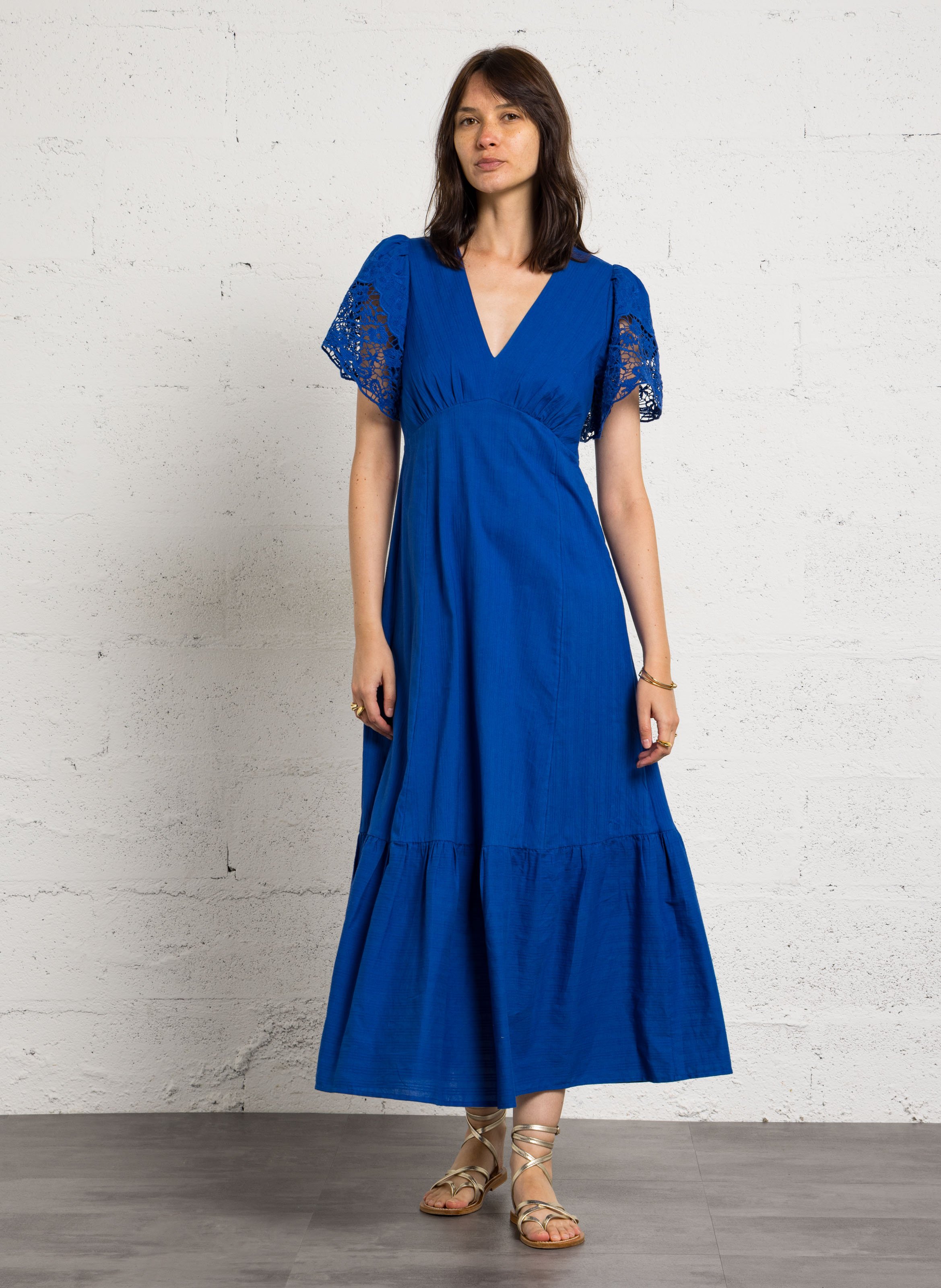 Long V-neck dress MAISON 123 Blue