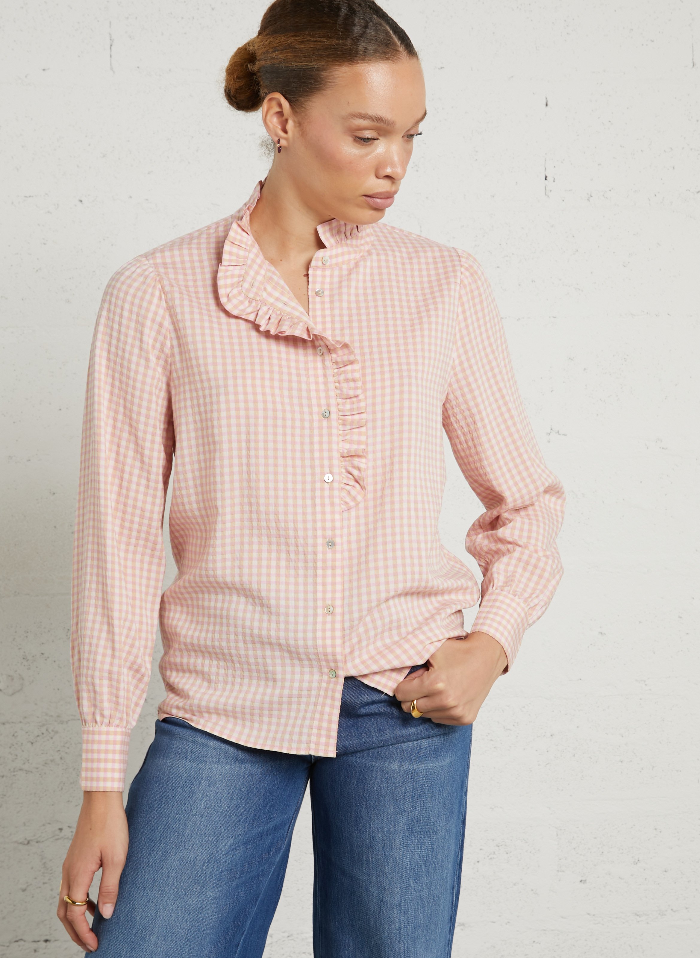 Blouse met Victoriaanse kraag MAISON 123 Roze