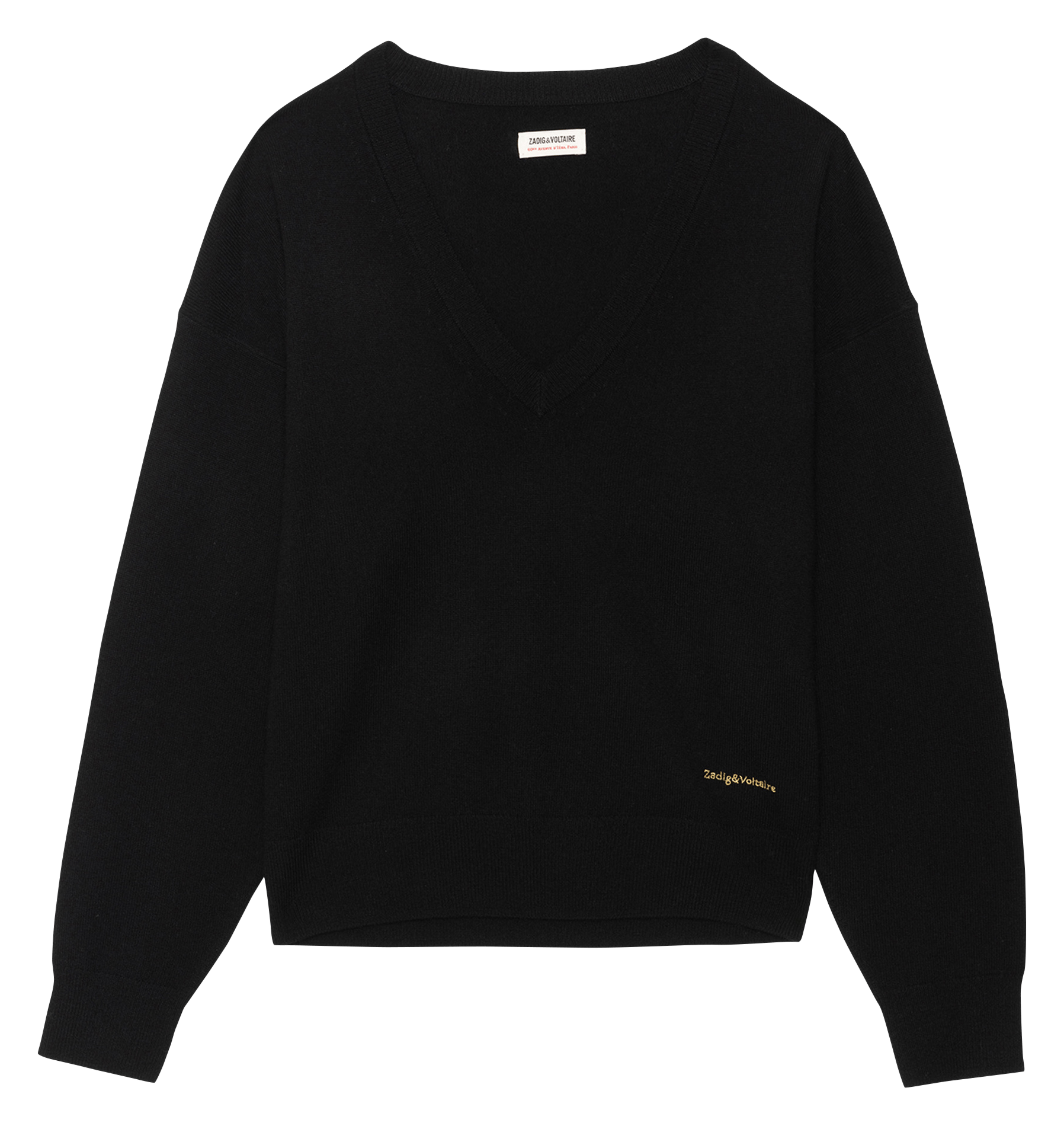 Pull droit col V en laine mélangée ZADIG&VOLTAIRE Noir