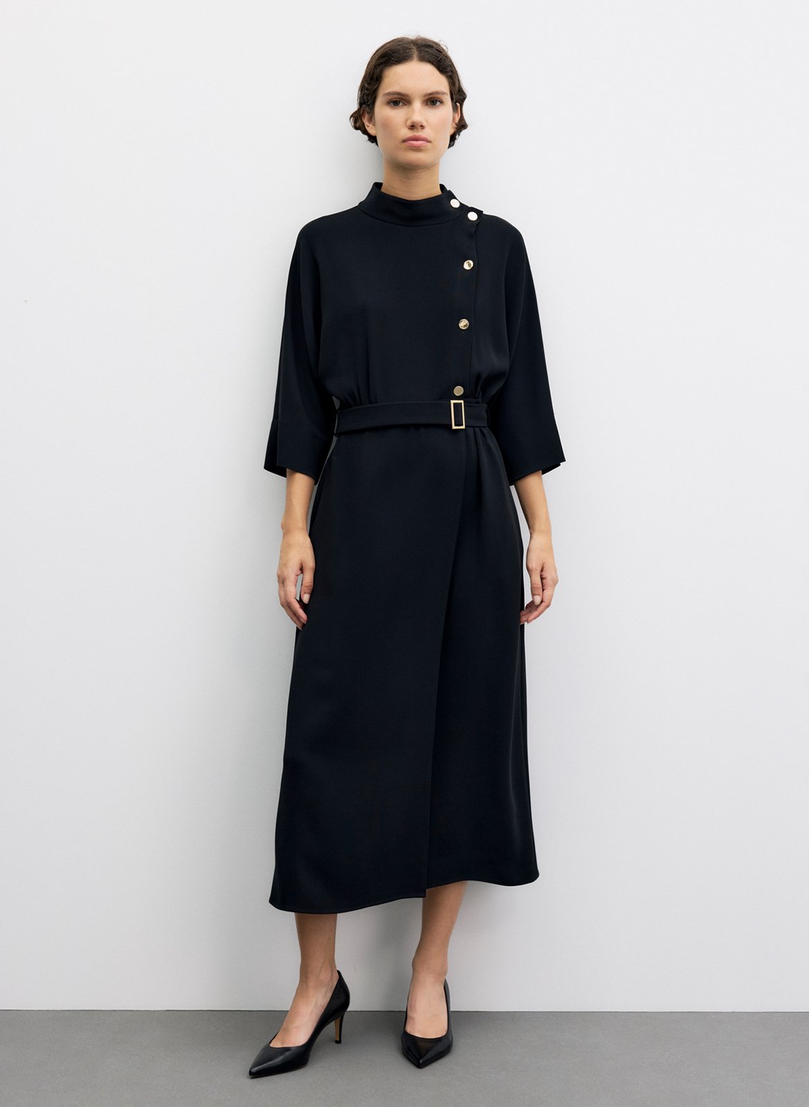 Robe midi ceinturée unie GERARD DAREL Noir