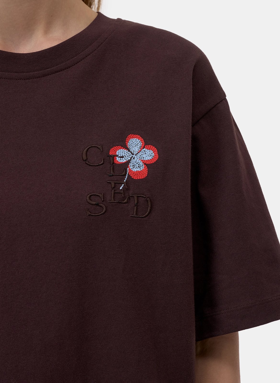 Straight round neck organic cotton t-shirt CLOSED Purple