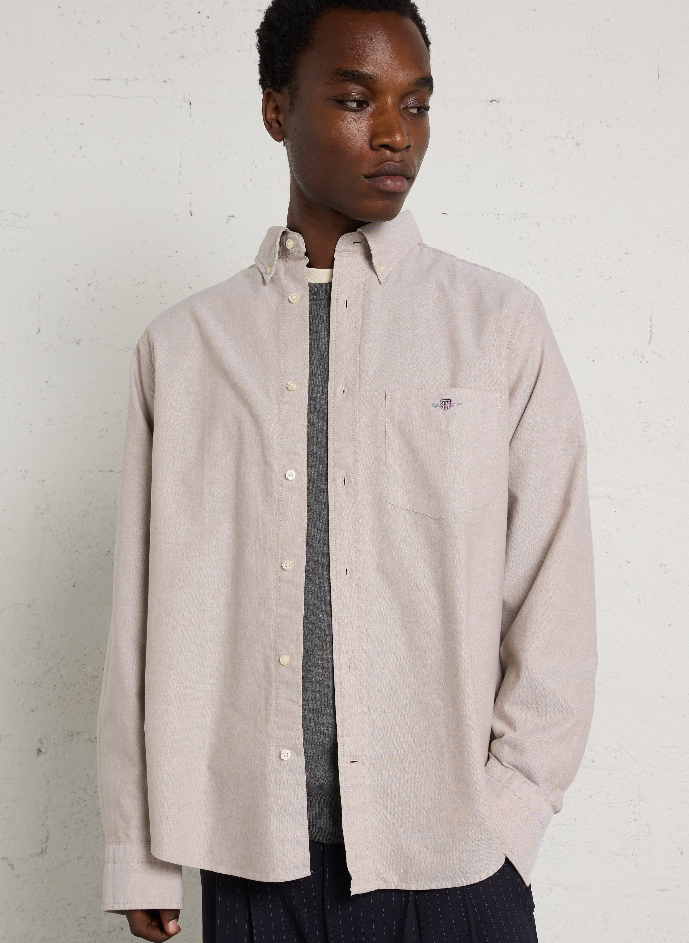 Cotton shirt with button-down collar GANT Beige