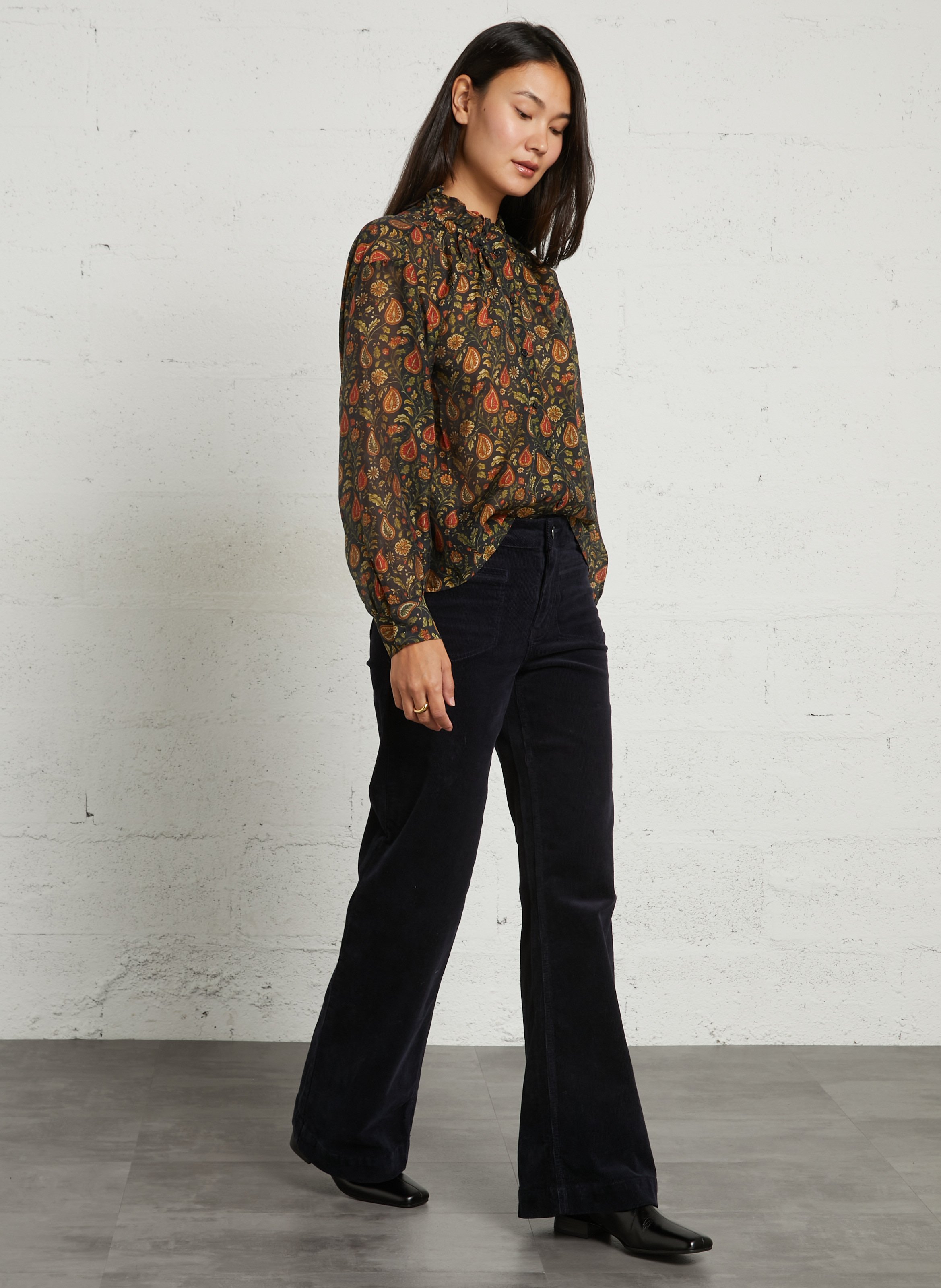 Blouse ample à imprimé fleuri THE KORNER Noir