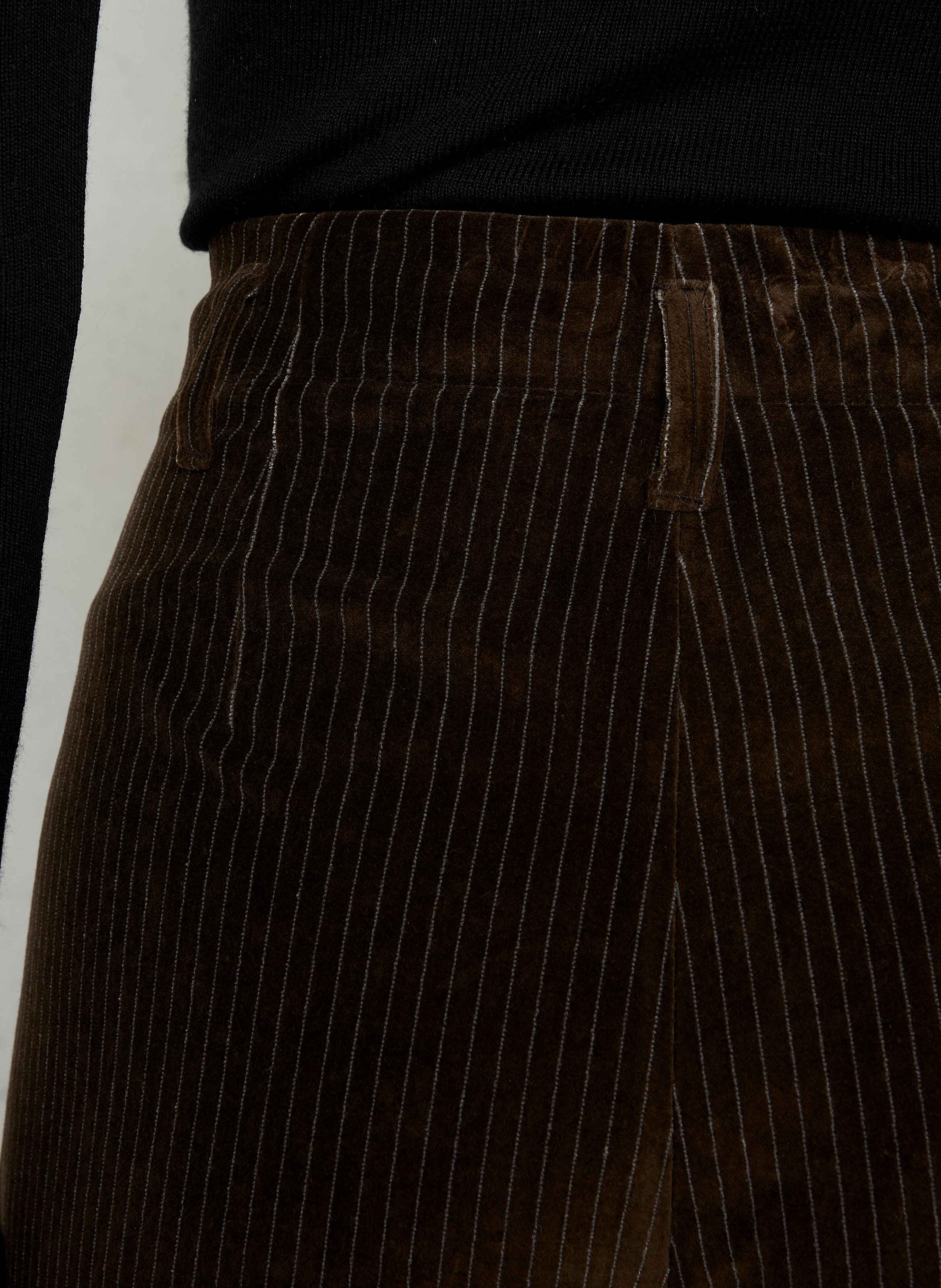 Straight velvet trousers in blended cotton DIEGA Brown