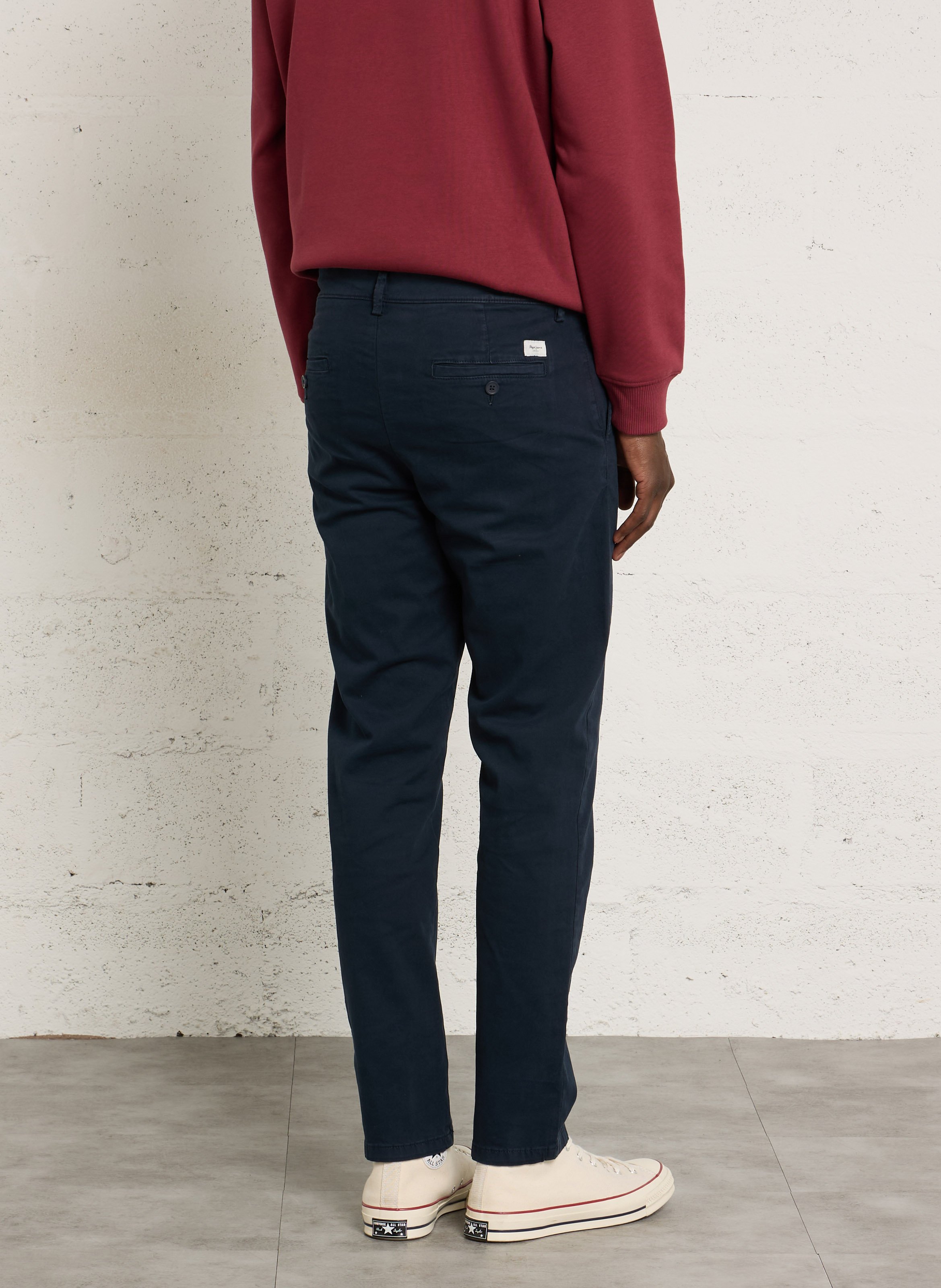 Pantalon chino en coton mélangé PEPE JEANS Bleu
