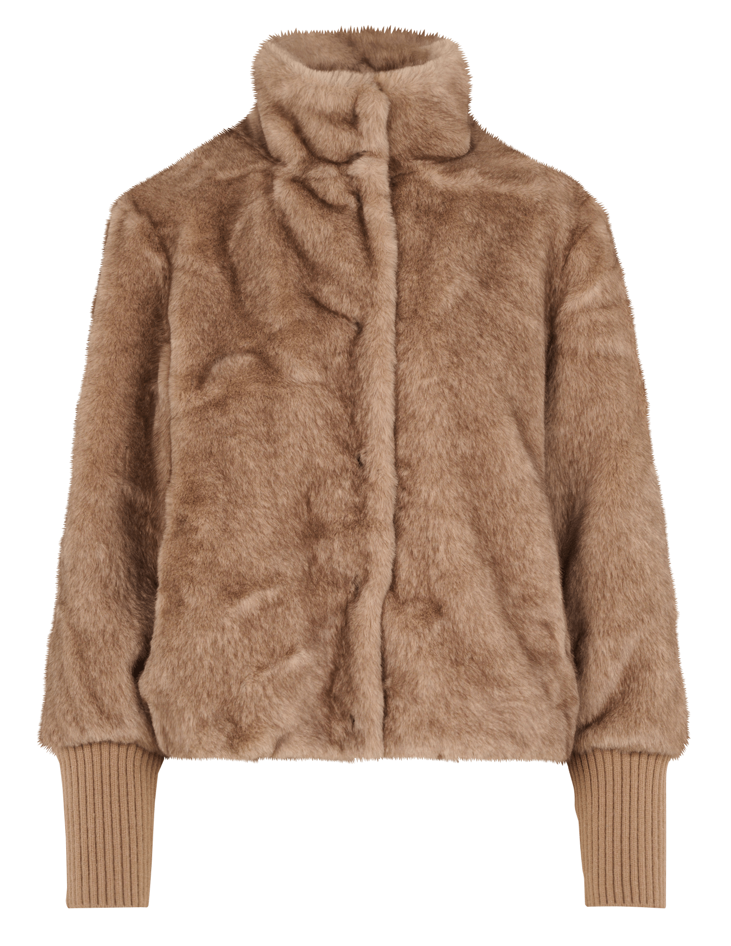 Straight high-neck faux fur coat MAISON 123 Brown