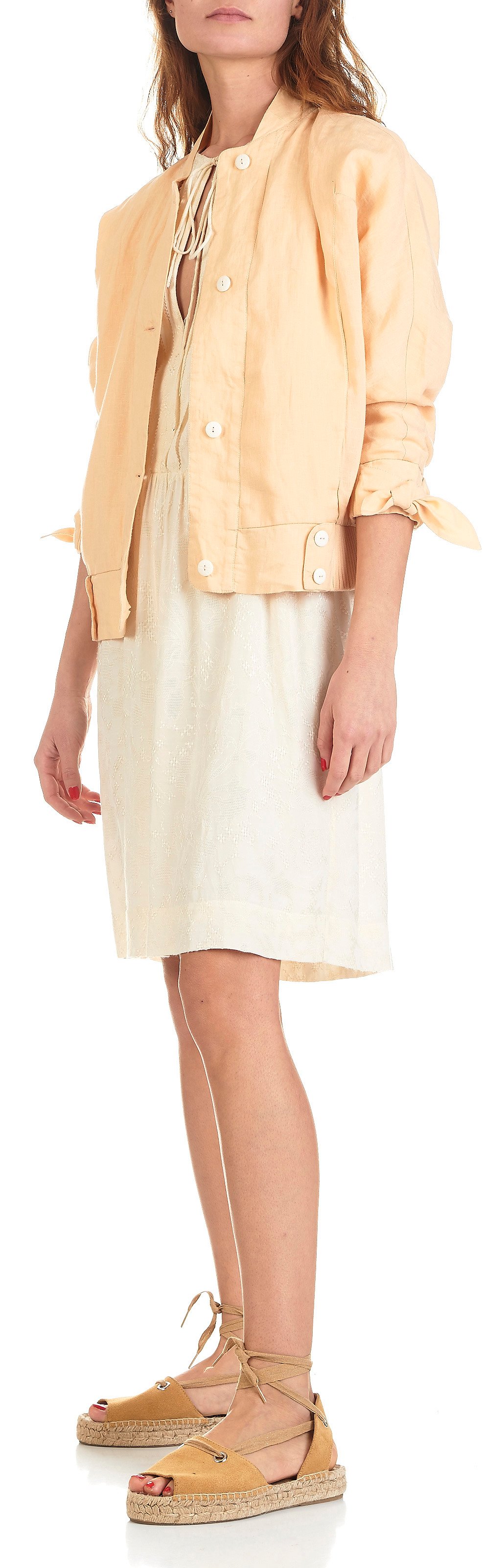 Robe courte décolletée en jacquard SWILDENS Beige