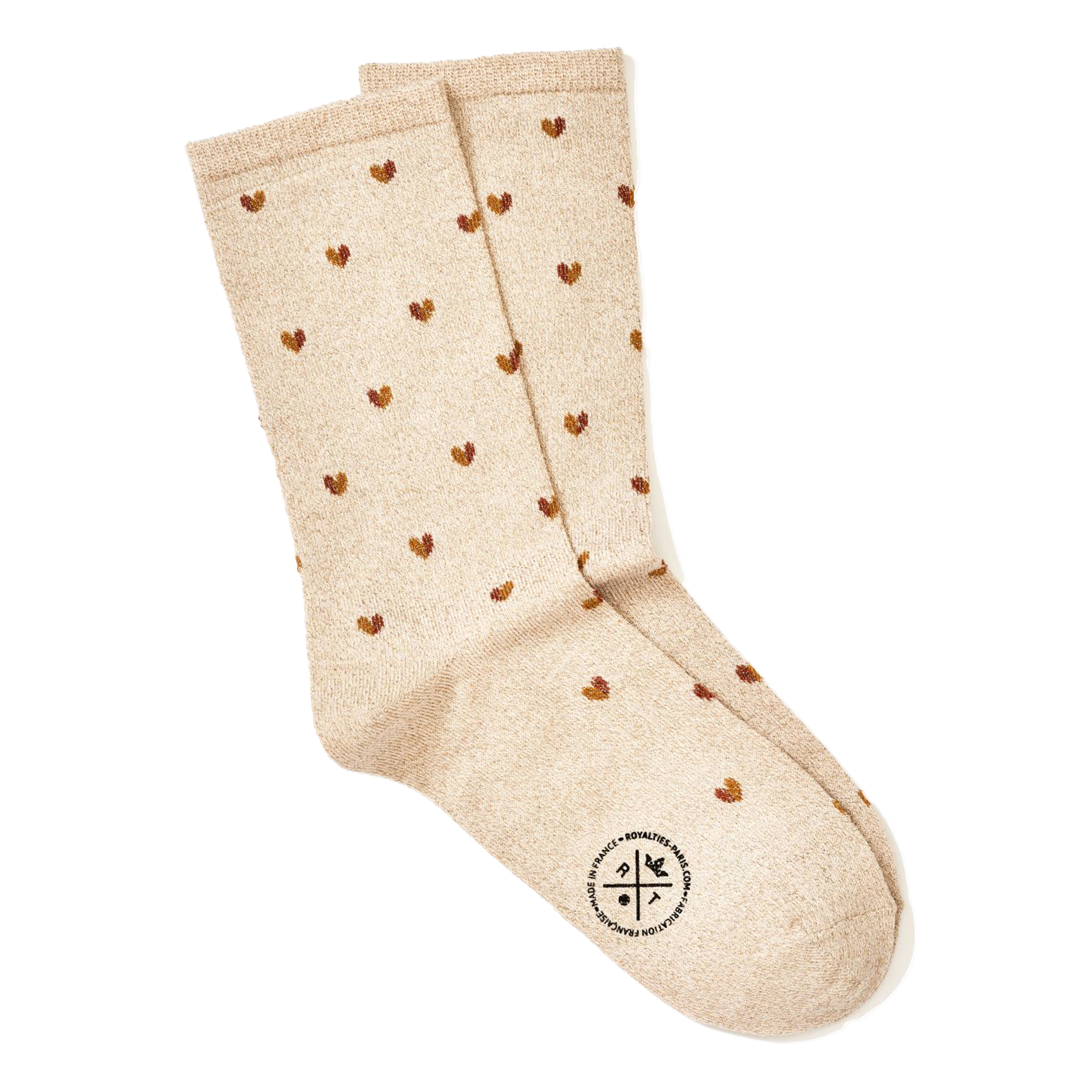 Heart-patterned cotton-blend socks ROYALTIES Beige