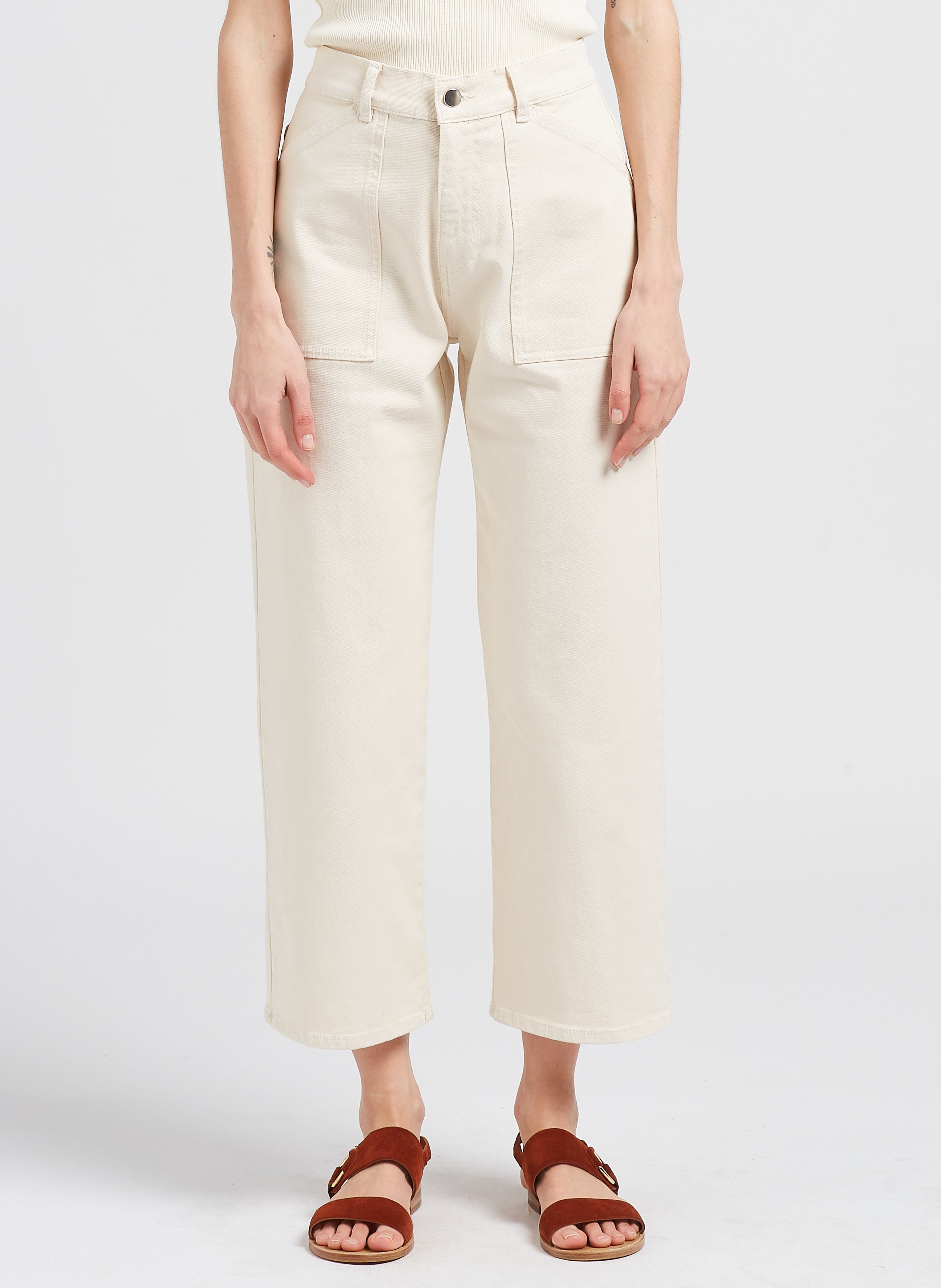 Cropped Jeans aus Stretch-Baumwolle ACQUAVERDE