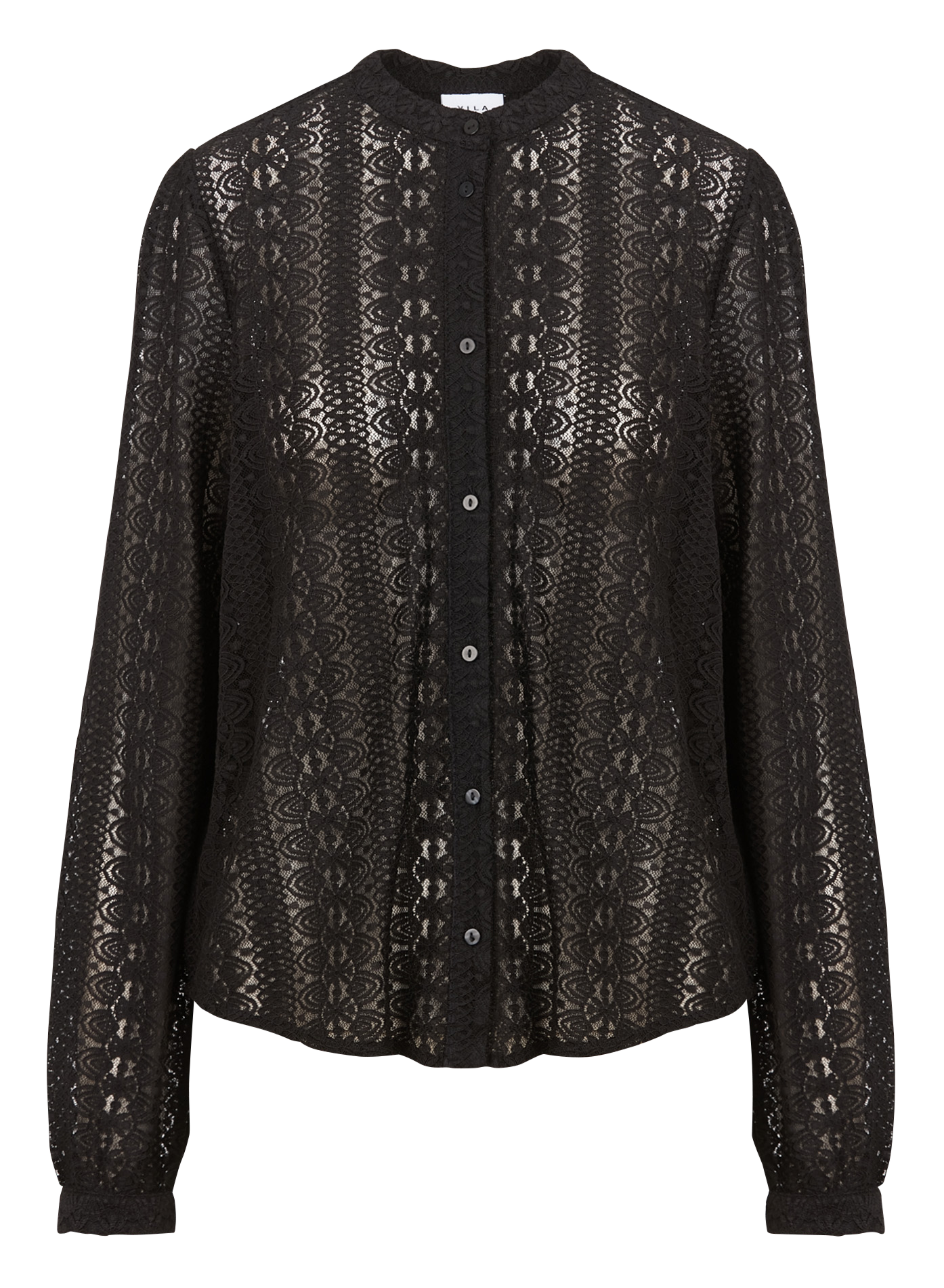 Bestickte Bluse mit Mao-Kragen VILA Schwarz