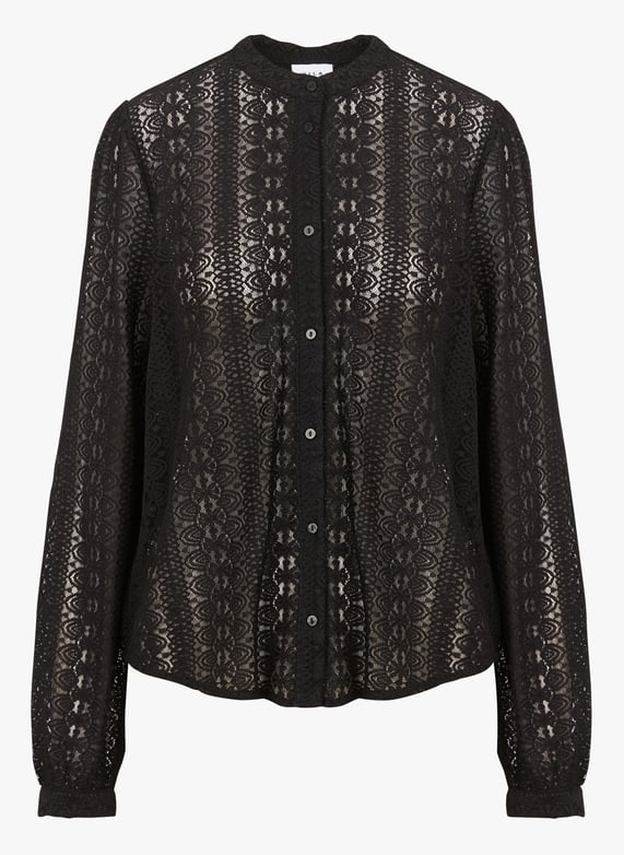 Blouse col mao brodée Chikka Black Vila Femme Place des Tendances
