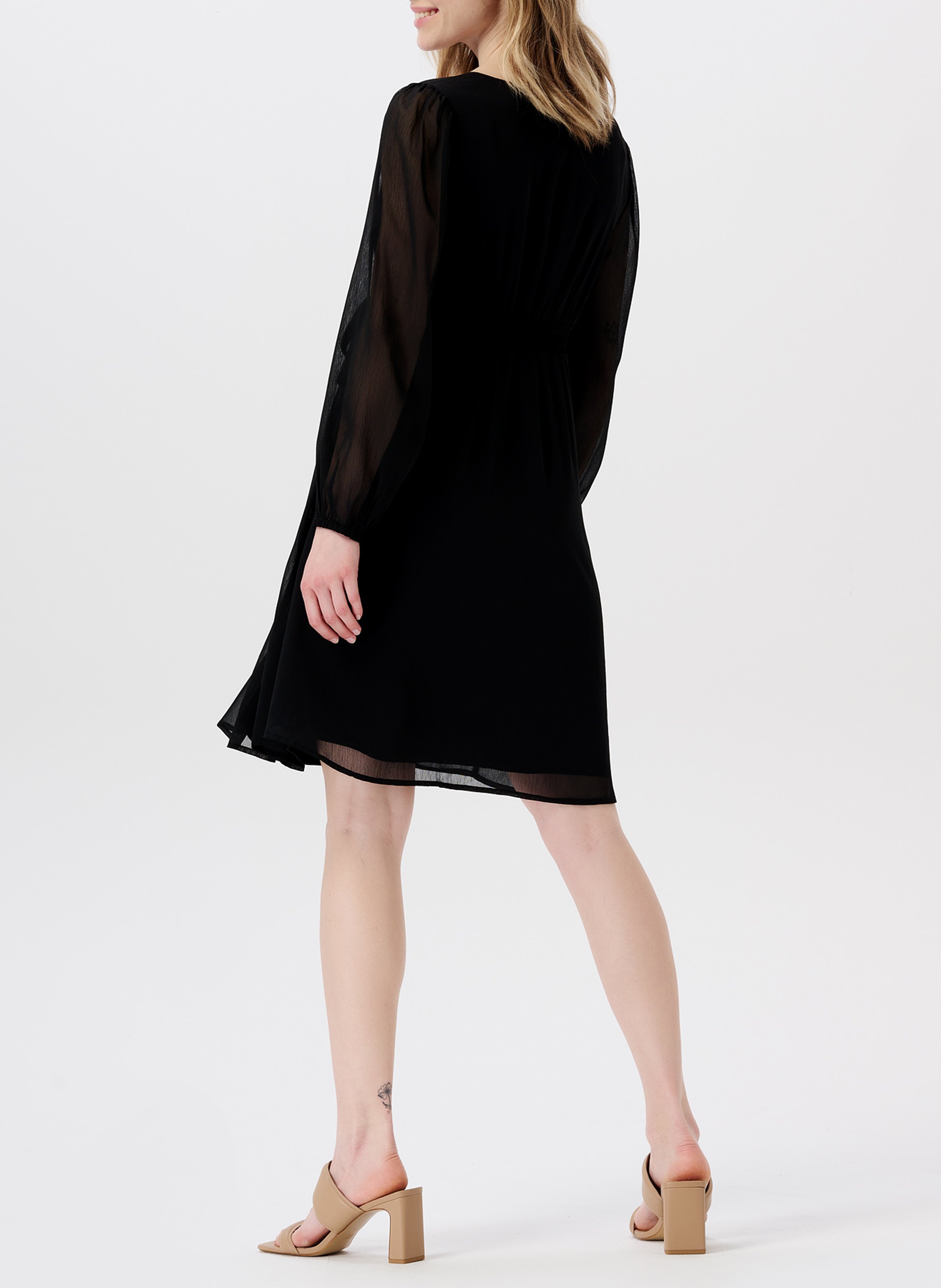Short crepe wrapover-neck dress NOPPIES Black
