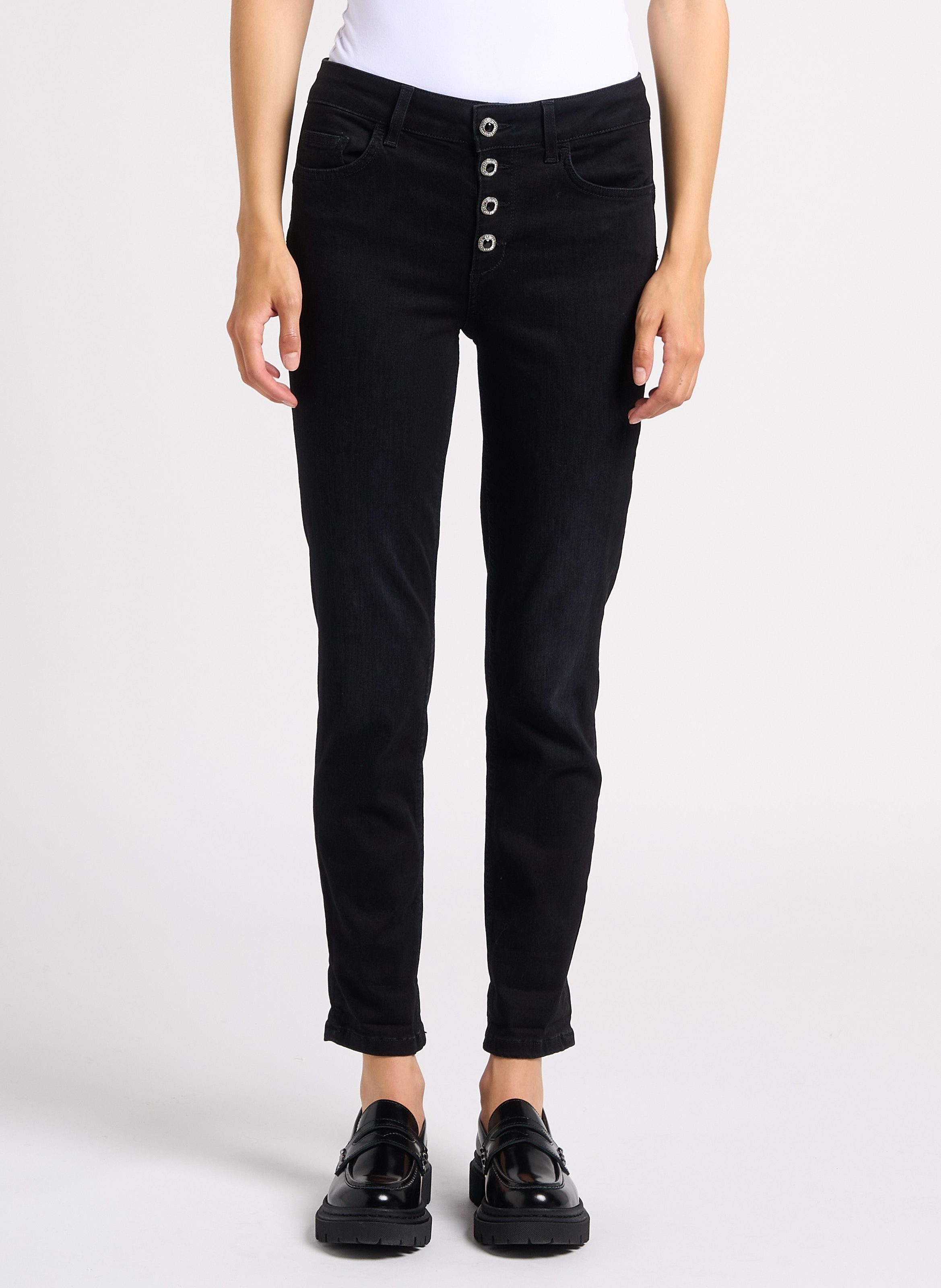 Pantacourt jean shops noir femme