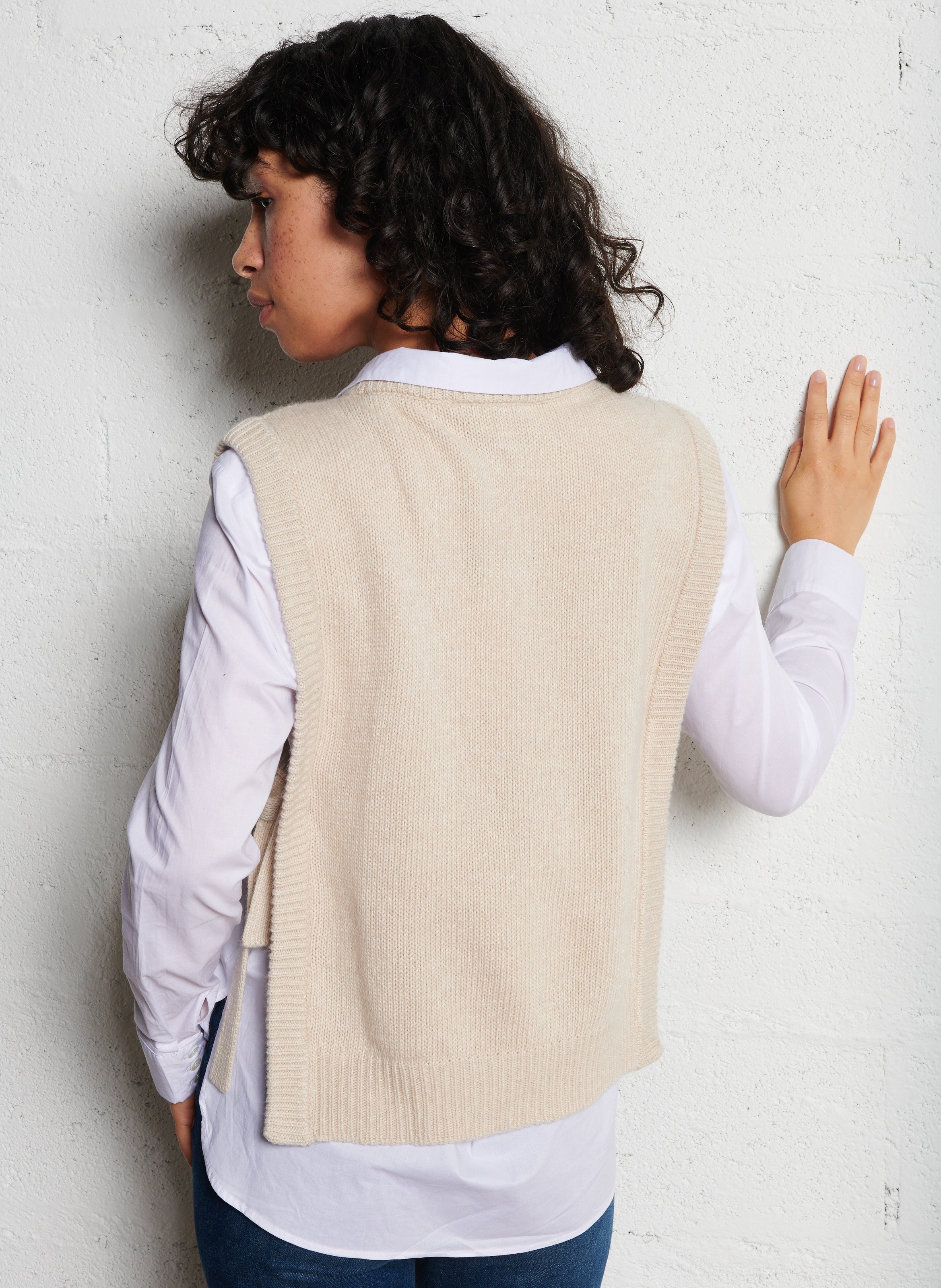 Tricot trui met ronde hals SUZIE WINKLE Beige