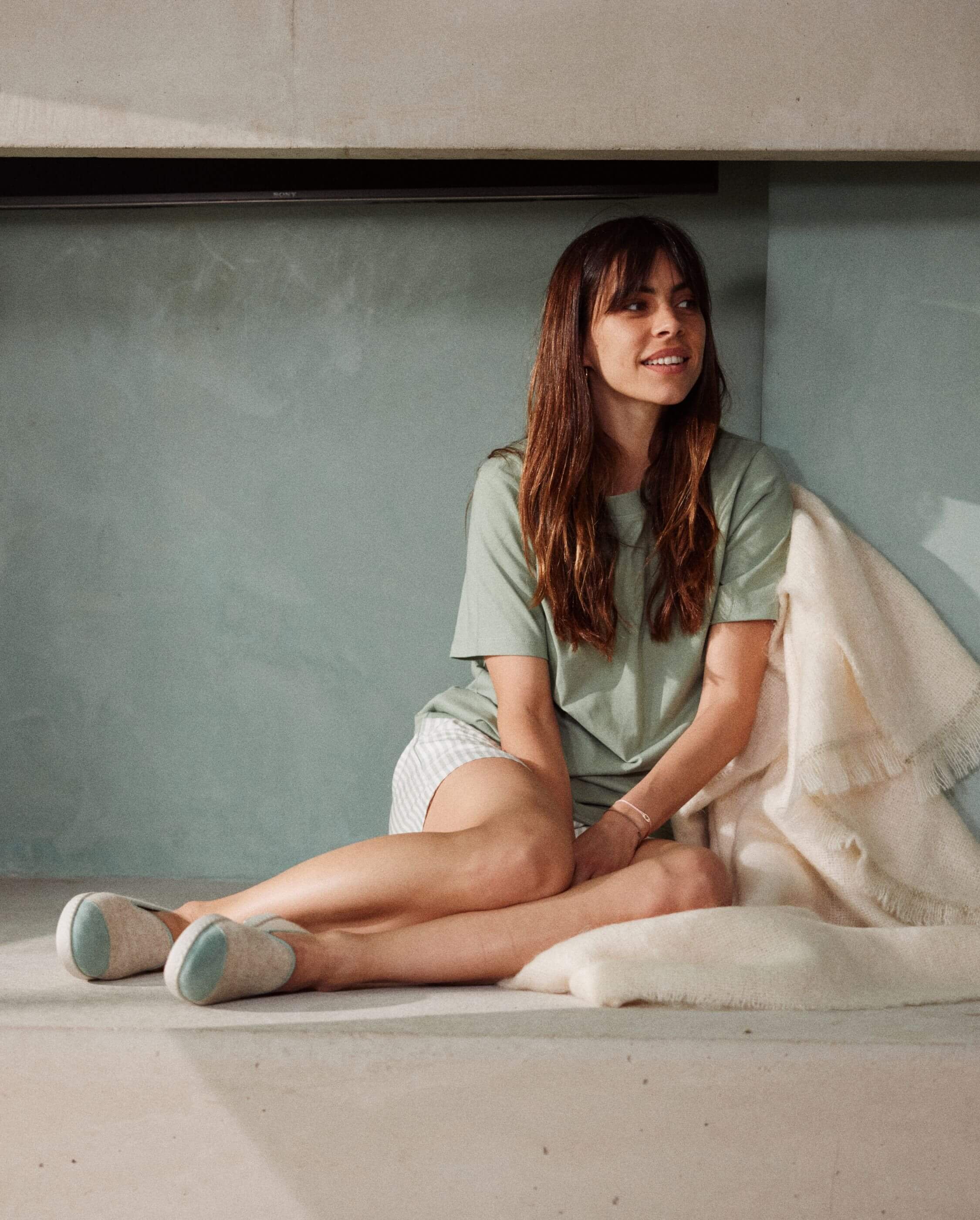 Women's wool slipper, sage beige ANGARDE Beige