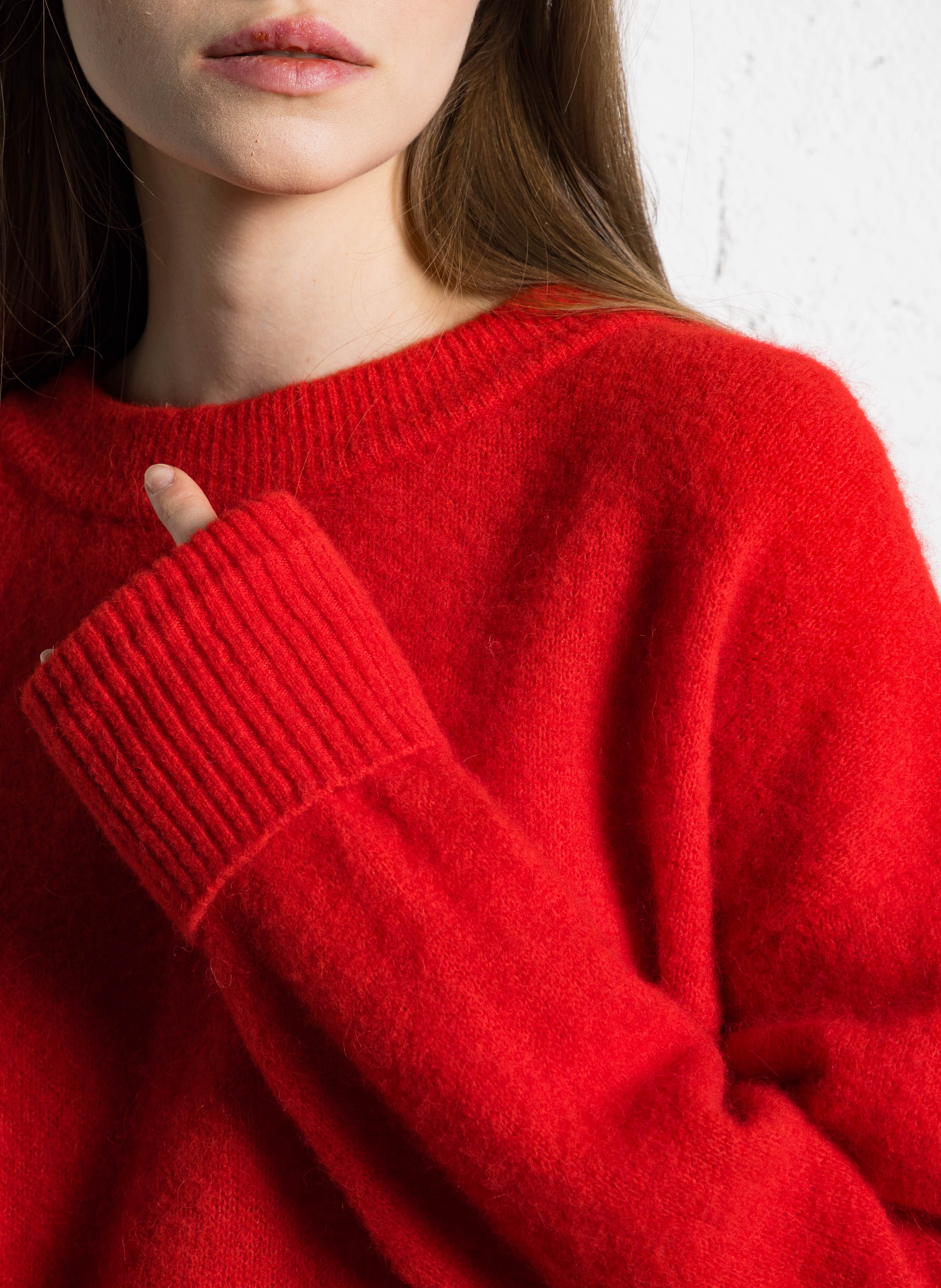 Pull ample col rond en laine mélangée AMERICAN VINTAGE Rouge