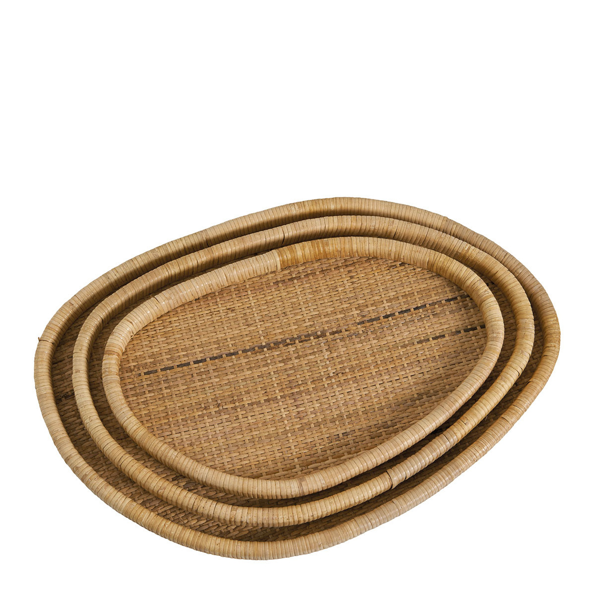 Set of 3 Galia rattan trays BLANC D'IVOIRE Beige