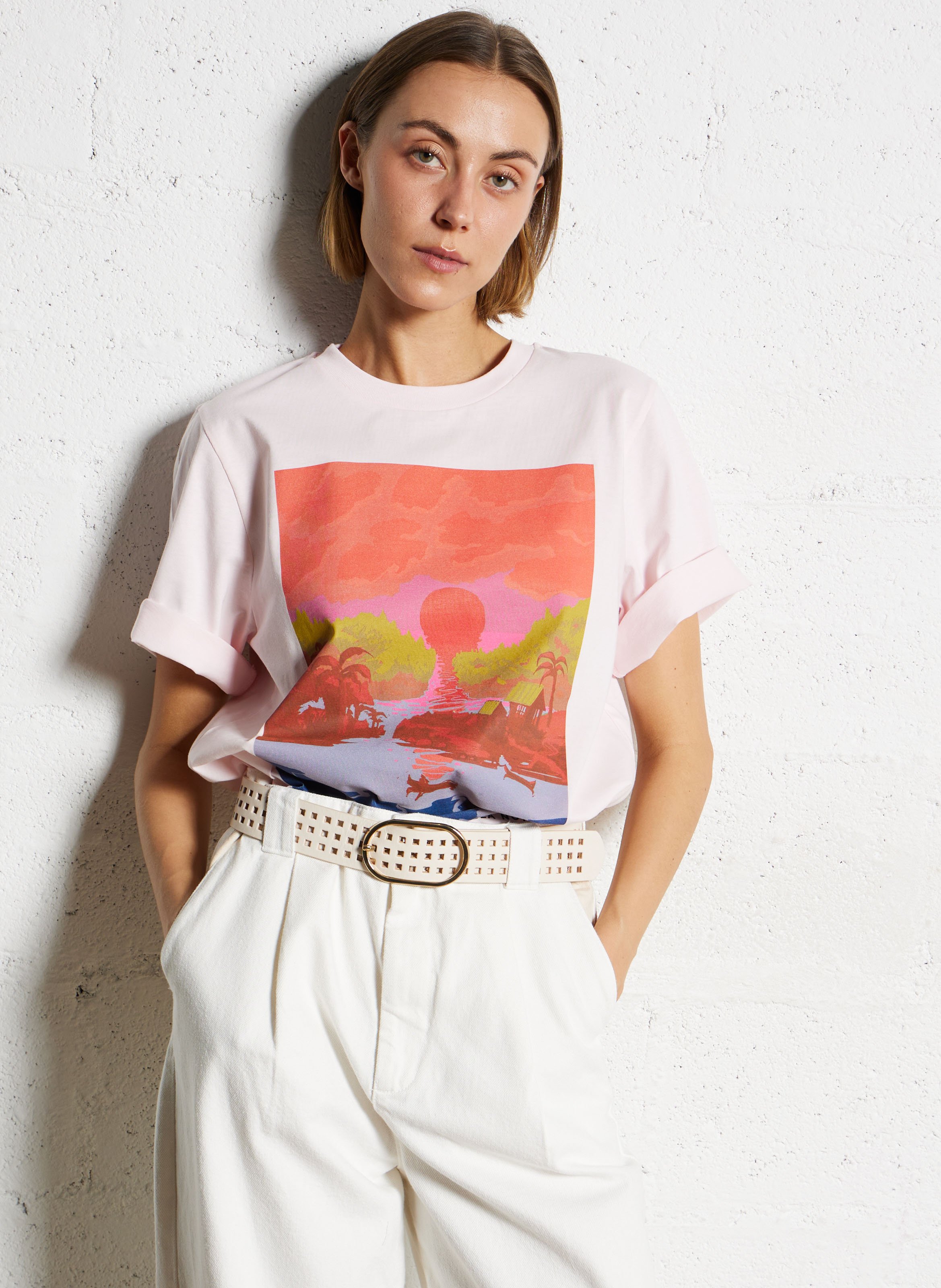 Round-neck organic cotton T-shirt STELLA NOVA Pink