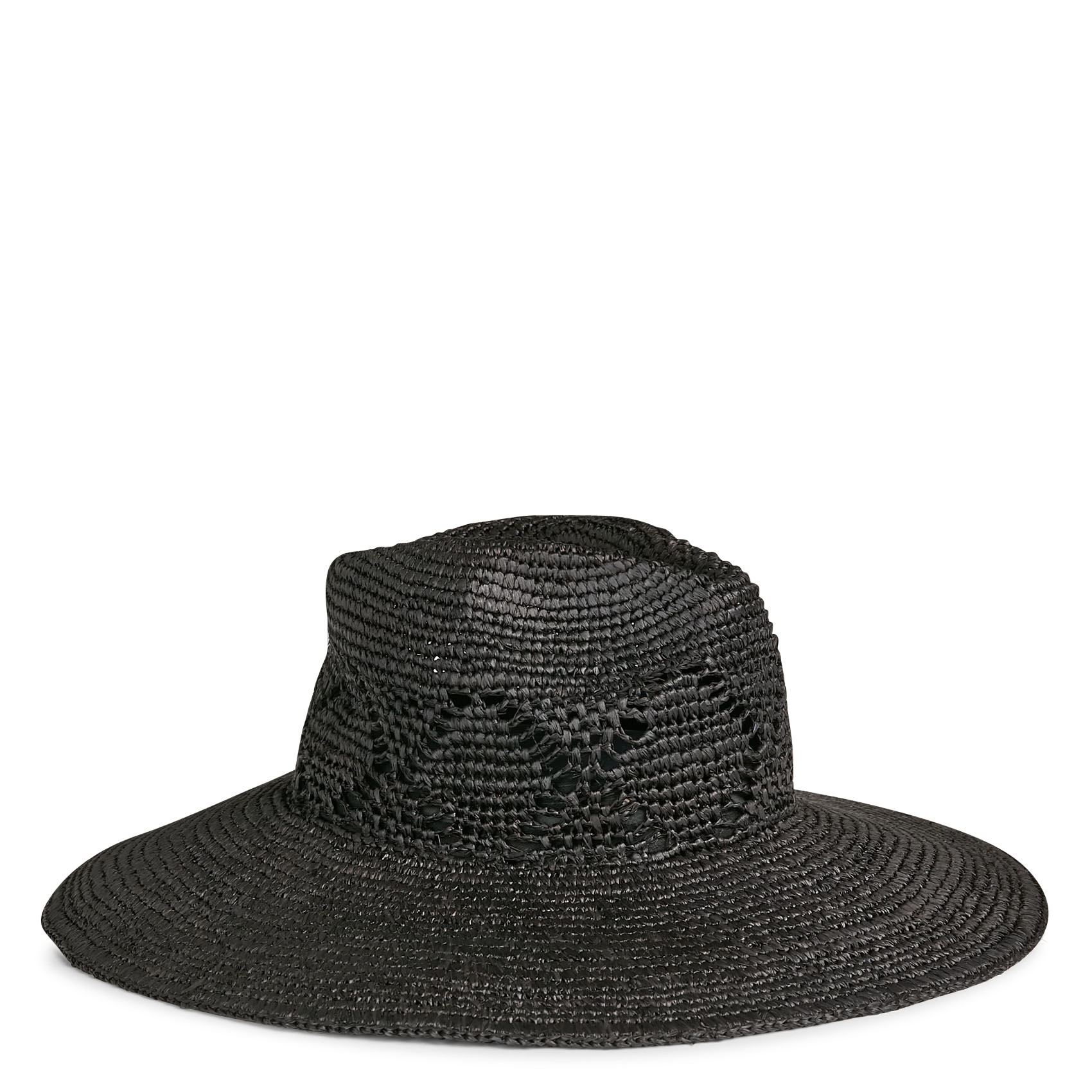 Chapeau réglable tissé et ajouré en raphia CAMALYA Noir