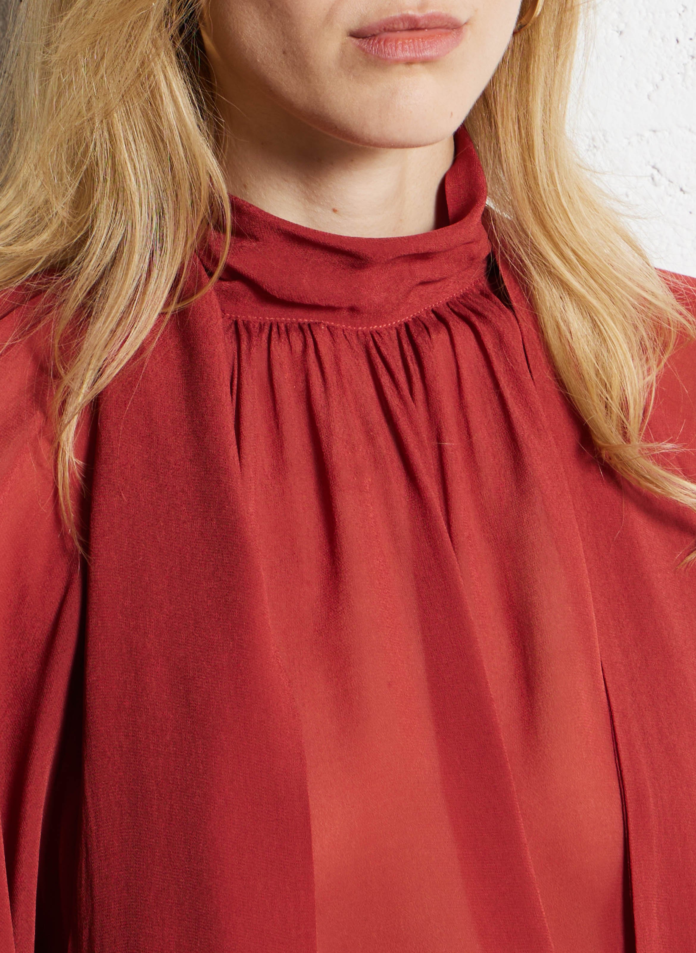 Solid high-neck blouse SUNCOO Brown