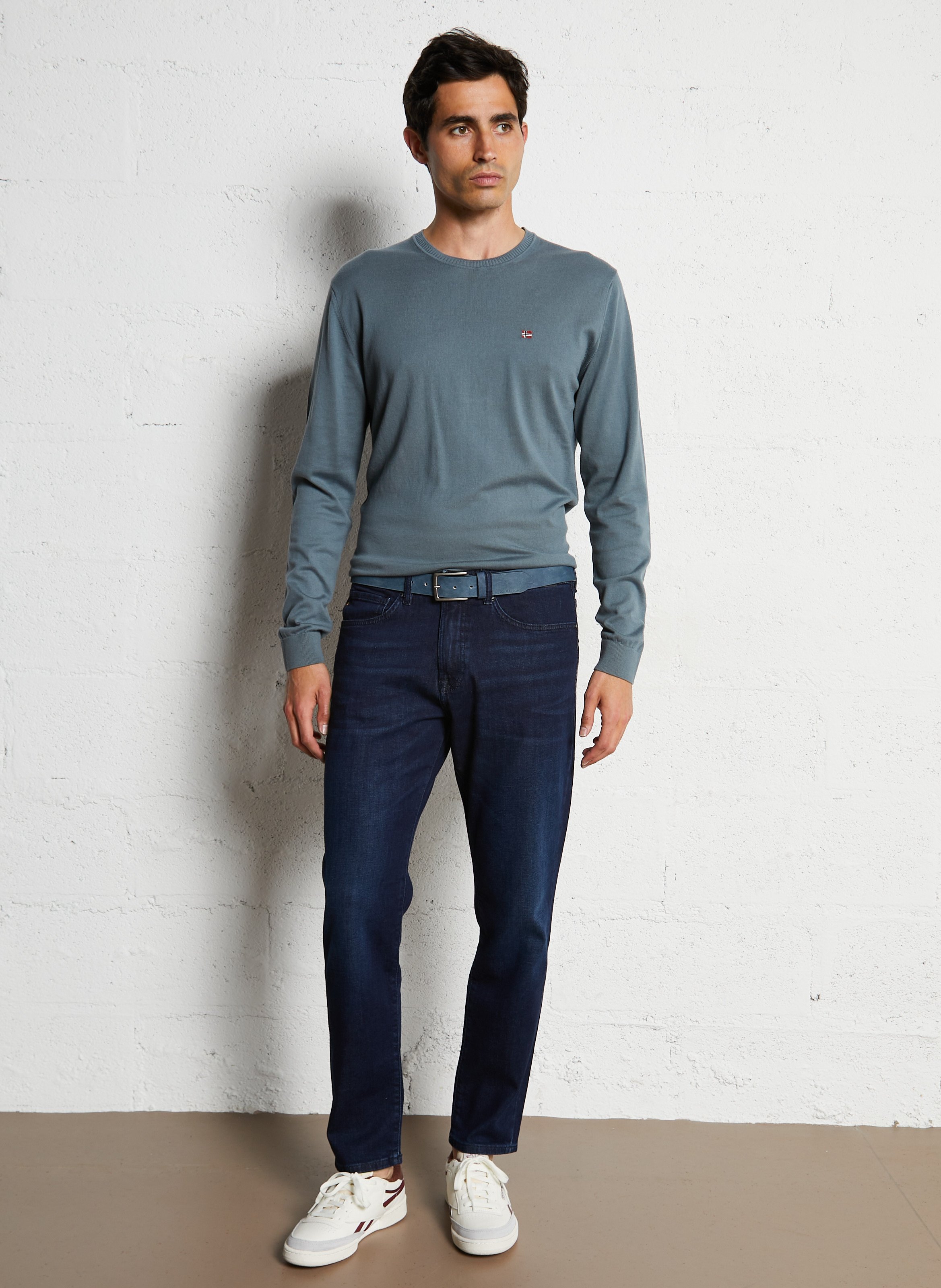Cotton-blend tapered jeans Blue
