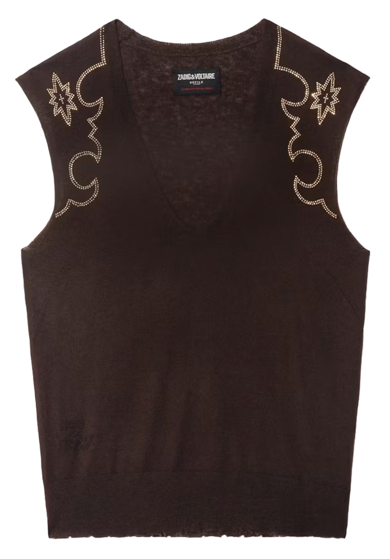 Pull col V sans manches en cachemire ZADIG&VOLTAIRE Marron