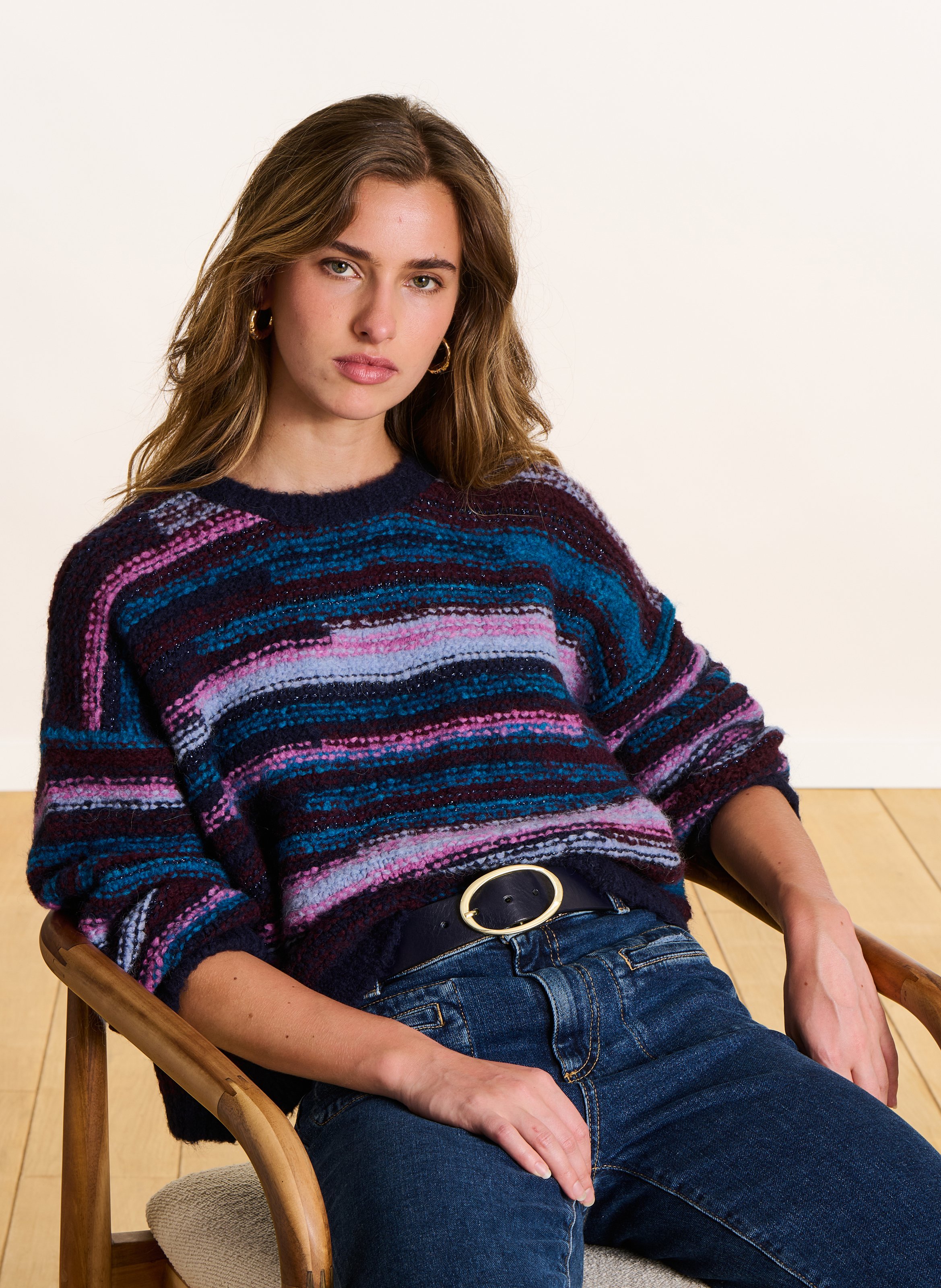 Ample striped fantasy sweater LA FEE MARABOUTEE Multicolored