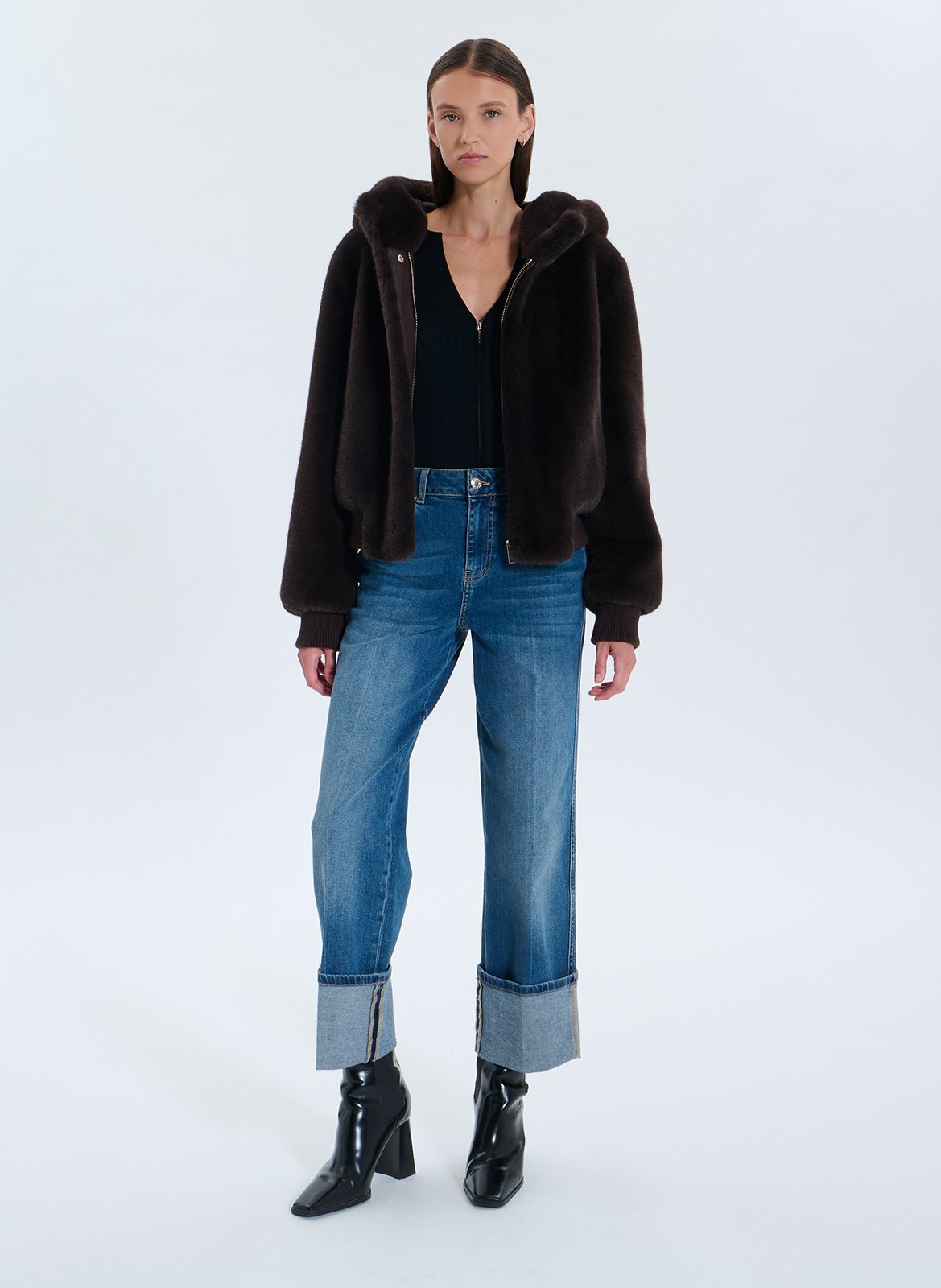 Oversize jacket with hood ZAPA Brown