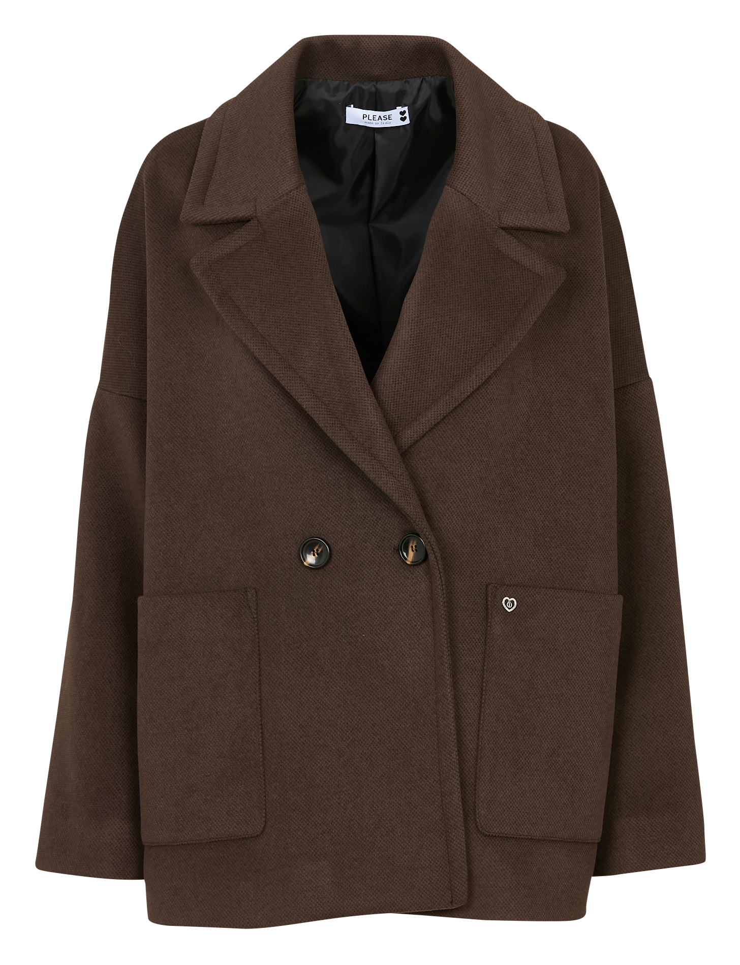 Oversized jasje met reverskraag PLEASE Bruin