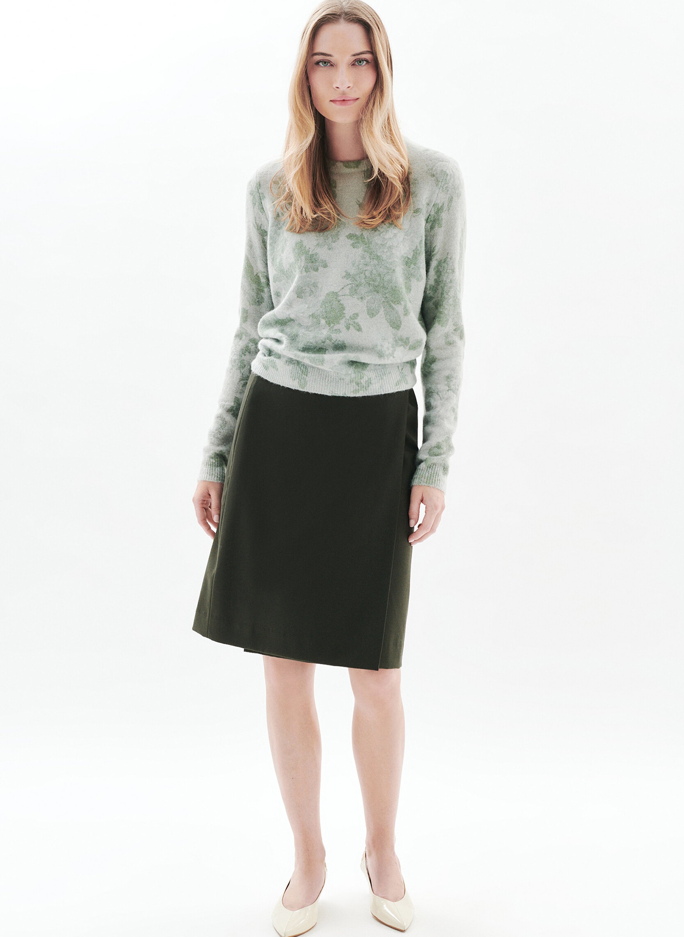 Straight round neck printed sweater CAROLL Green