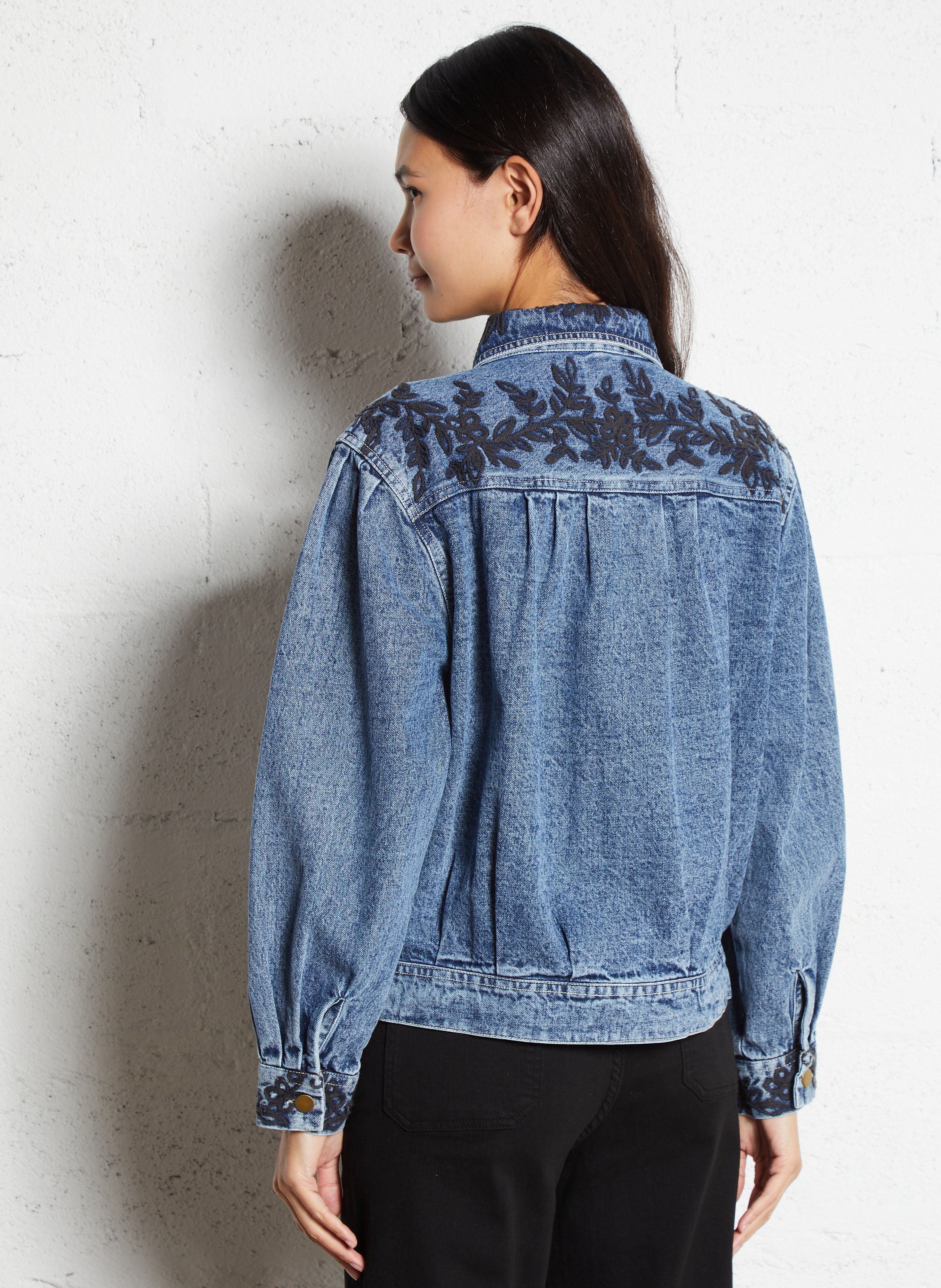 Jacket with classic cotton denim collar MAISON HOTEL Blue