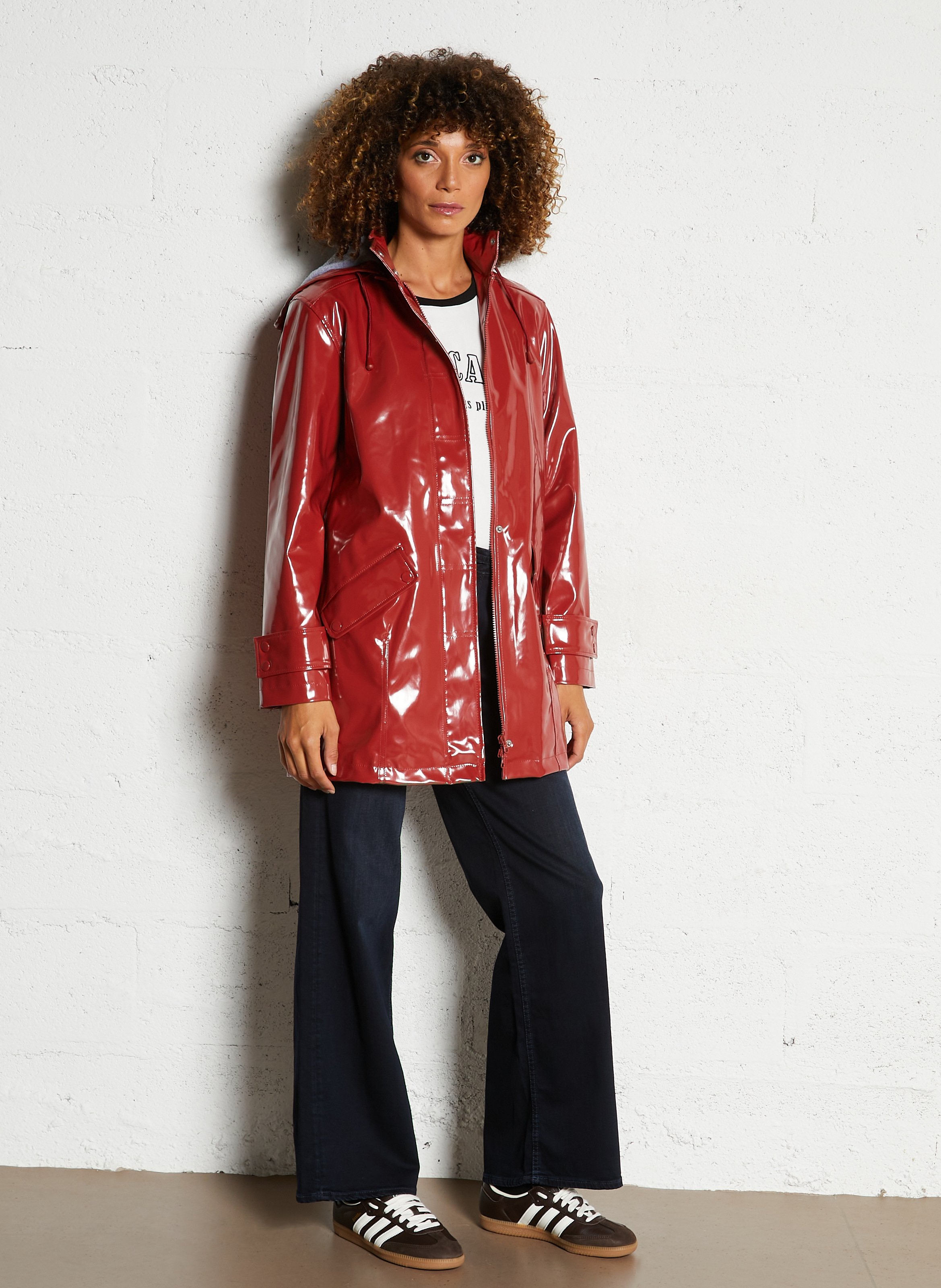 Imperméable à capuche vernis ARMOR LUX Rouge