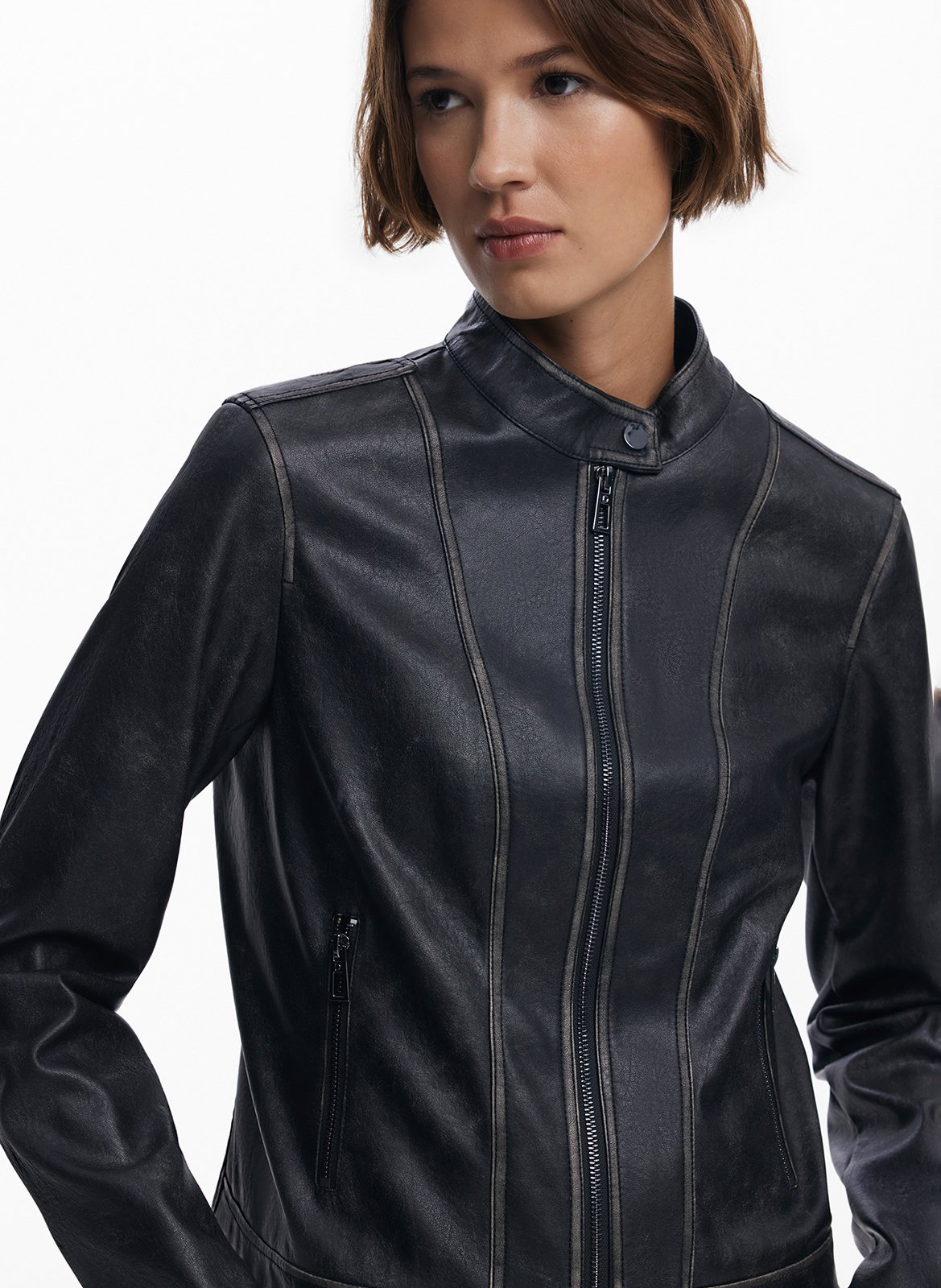 Veste droite zippée effet cuir DESIGUAL Noir