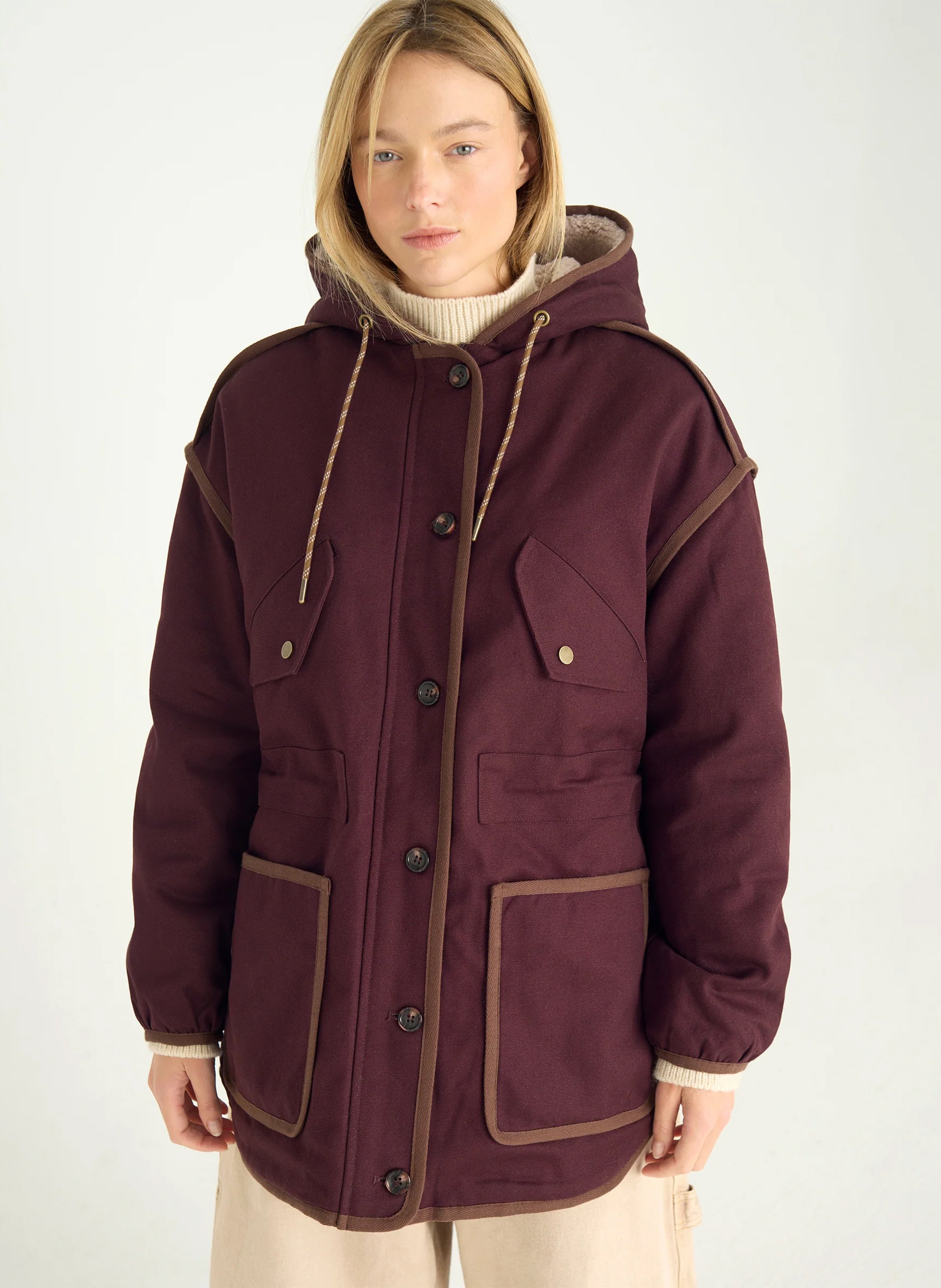 Oversize Rundhalsausschnitt Parka aus Baumwolle ACOTE Violett