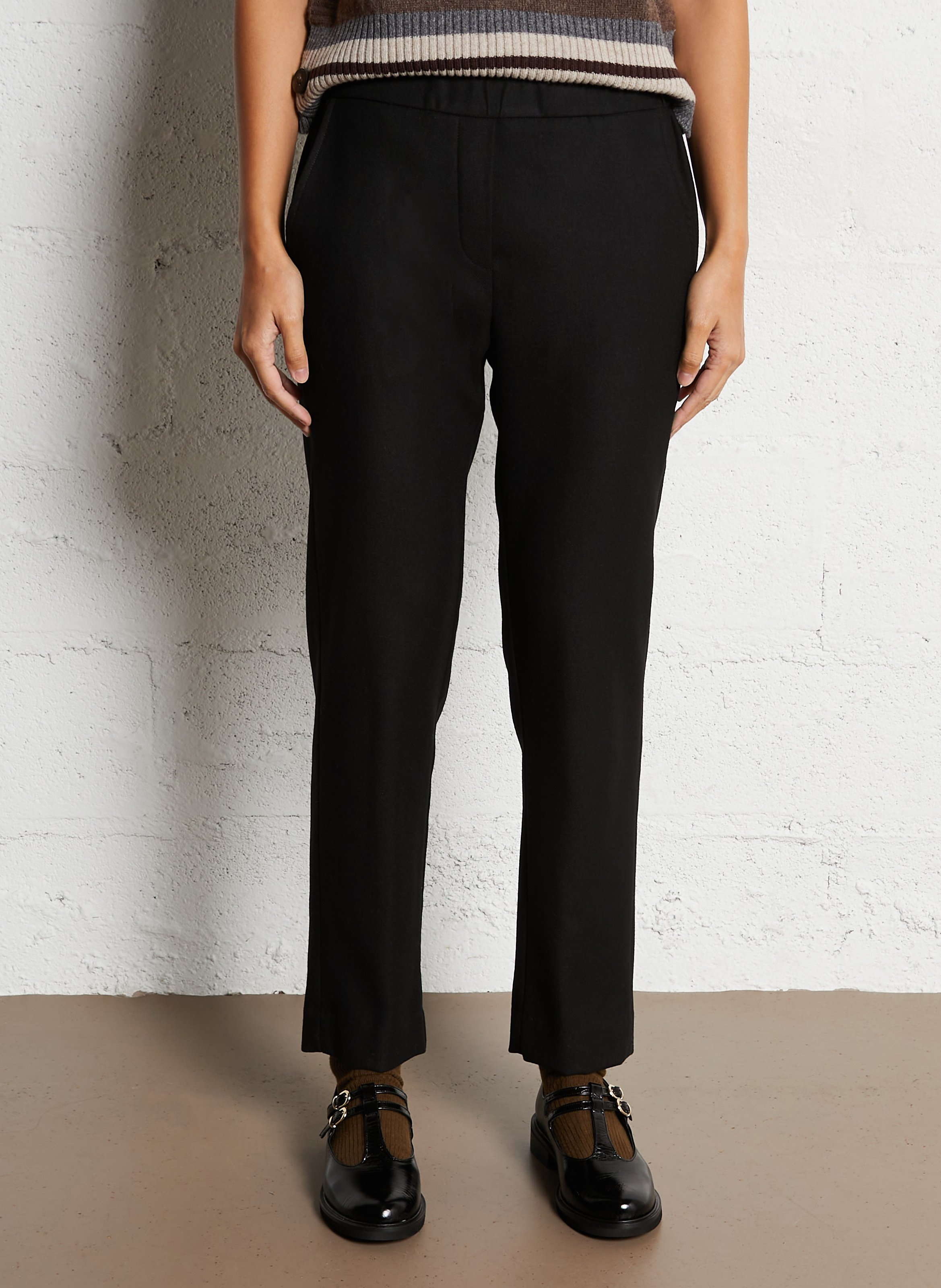 Pantalon droit en laine mélangée DIEGA Noir