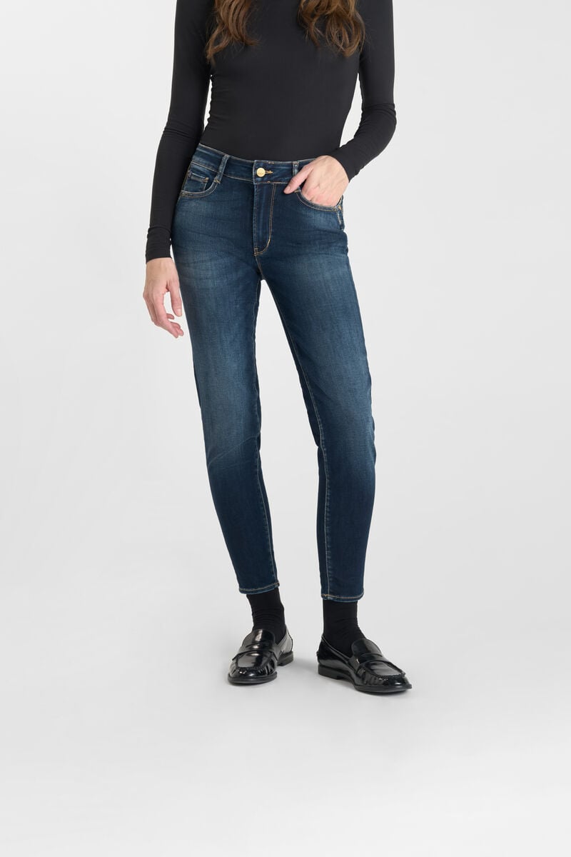 High-waisted push-up slim jeans, 7/8 length LE TEMPS DES CERISES Blue