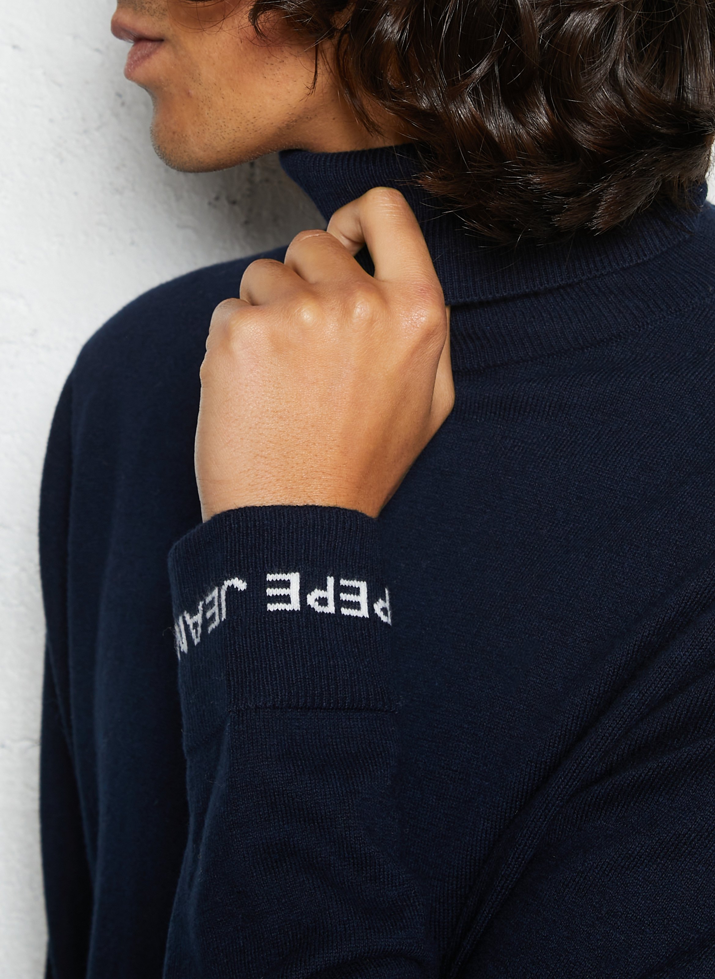 Pull col roulé en coton mélangé PEPE JEANS Bleu