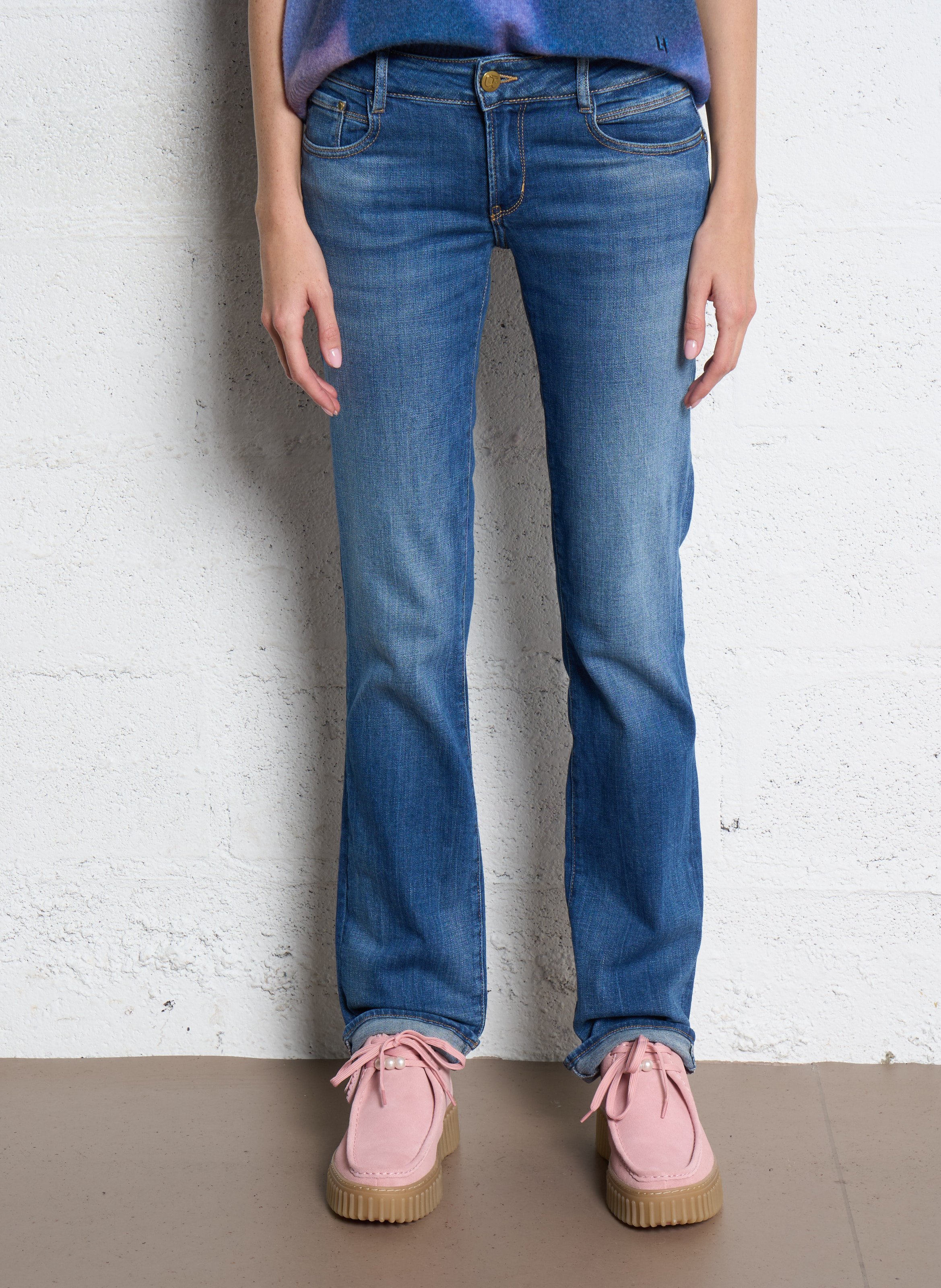 Jean droit en coton mélangé LE TEMPS DES CERISES Bleu