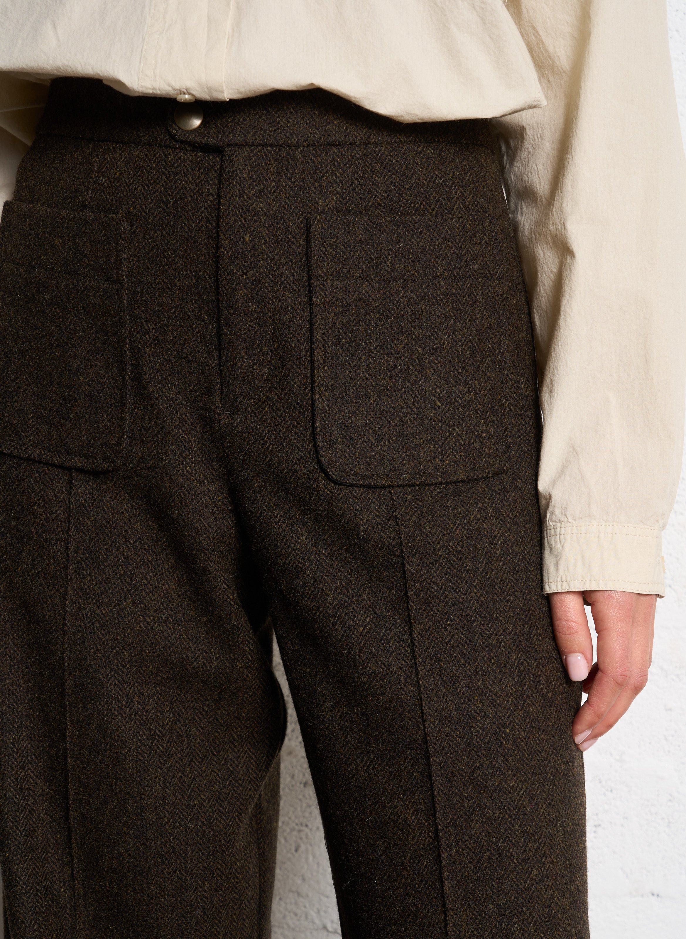 Bandol straight woollen trousers SOEUR Khaki